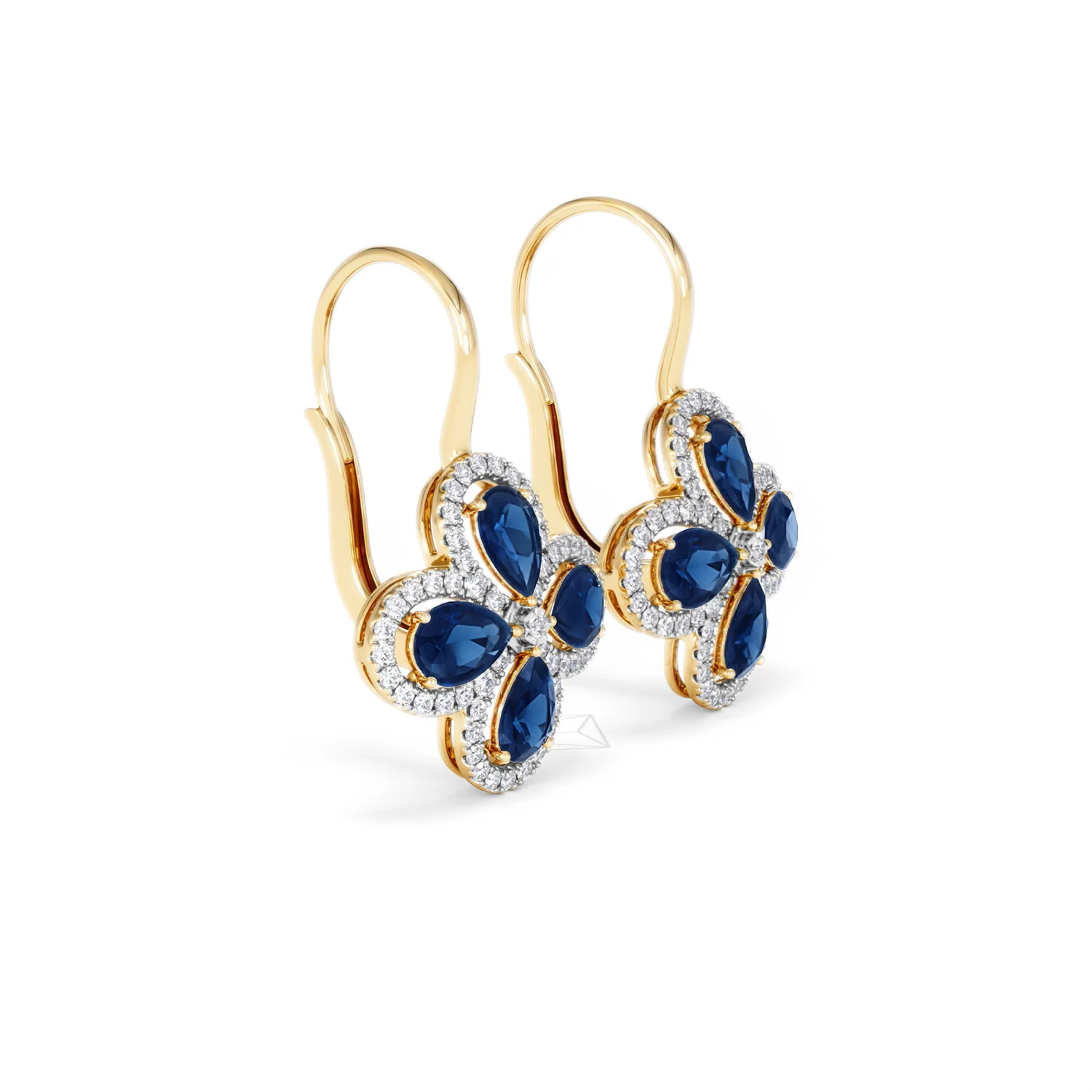 Bloom 4.75ct Lab Sapphire and Lab Diamond Earrings in 18K Yellow Gold - Image 21