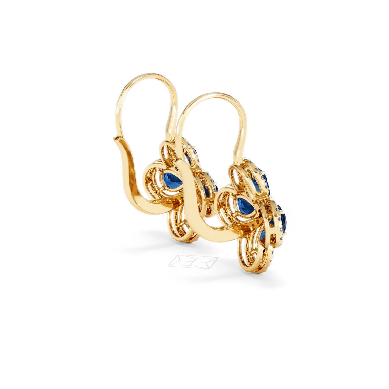 Bloom 4.75ct Lab Sapphire and Lab Diamond Earrings in 18K Yellow Gold - Image 36