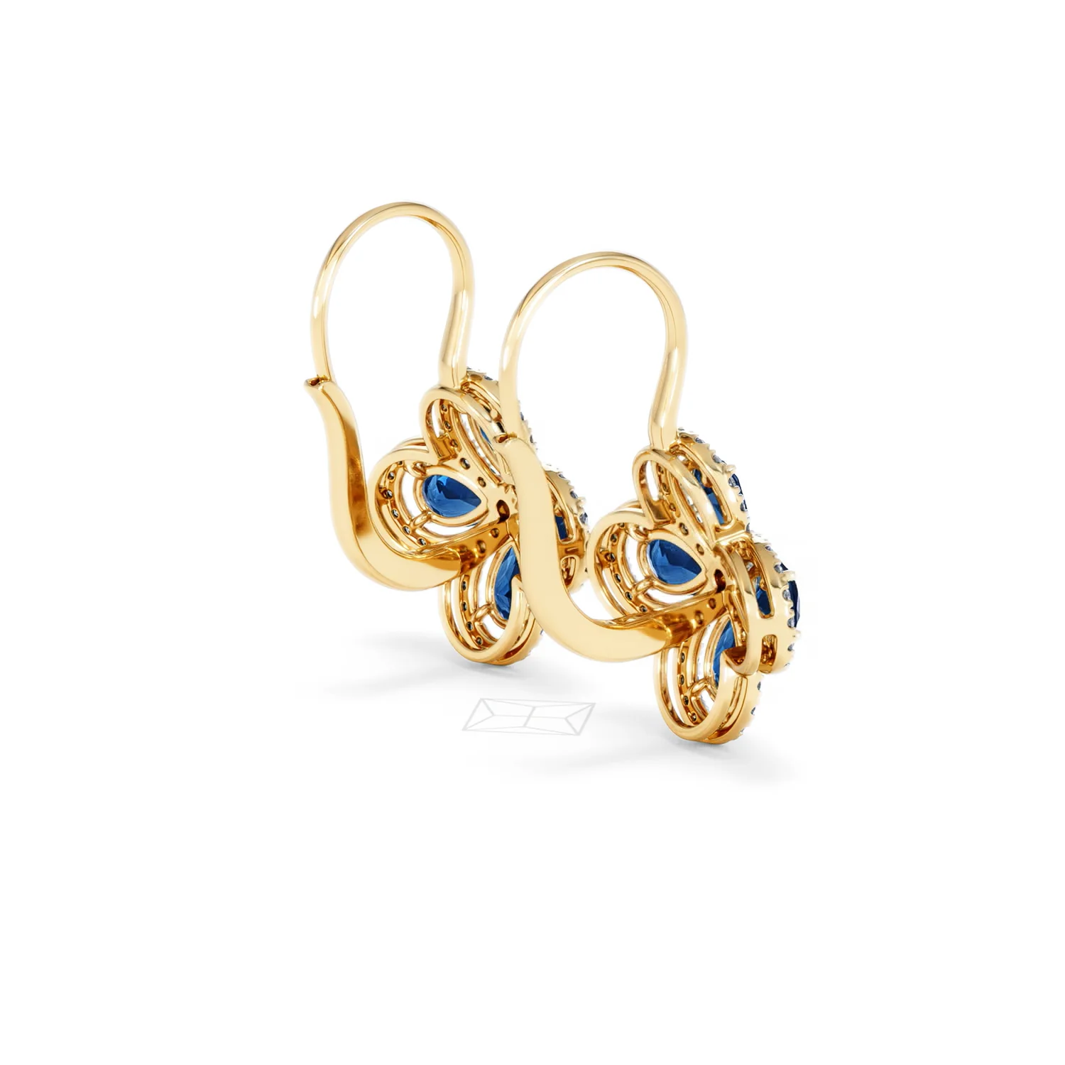 Bloom 4.75ct Lab Sapphire and Lab Diamond Earrings in 18K Yellow Gold - Image 37