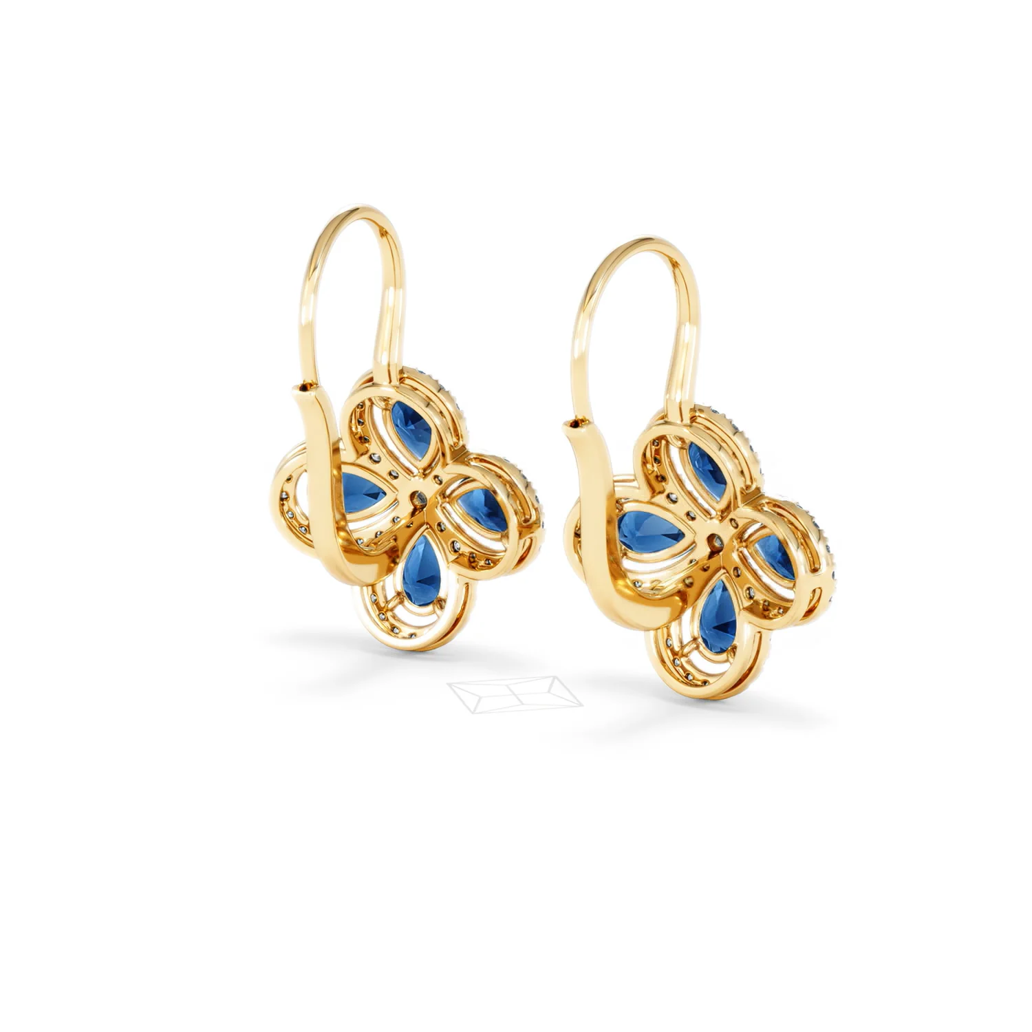 Bloom 4.75ct Lab Sapphire and Lab Diamond Earrings in 18K Yellow Gold - Image 42
