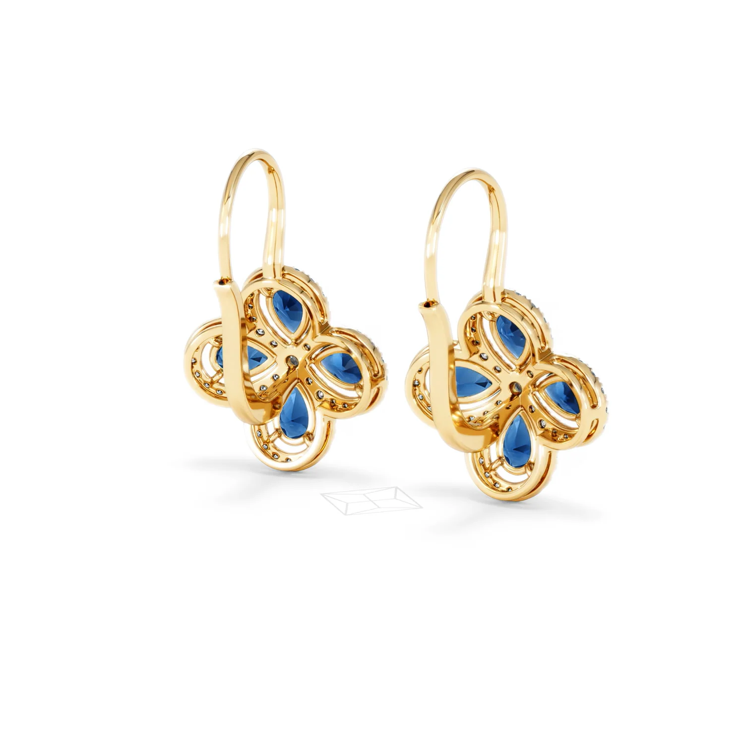Bloom 4.75ct Lab Sapphire and Lab Diamond Earrings in 18K Yellow Gold - Image 43