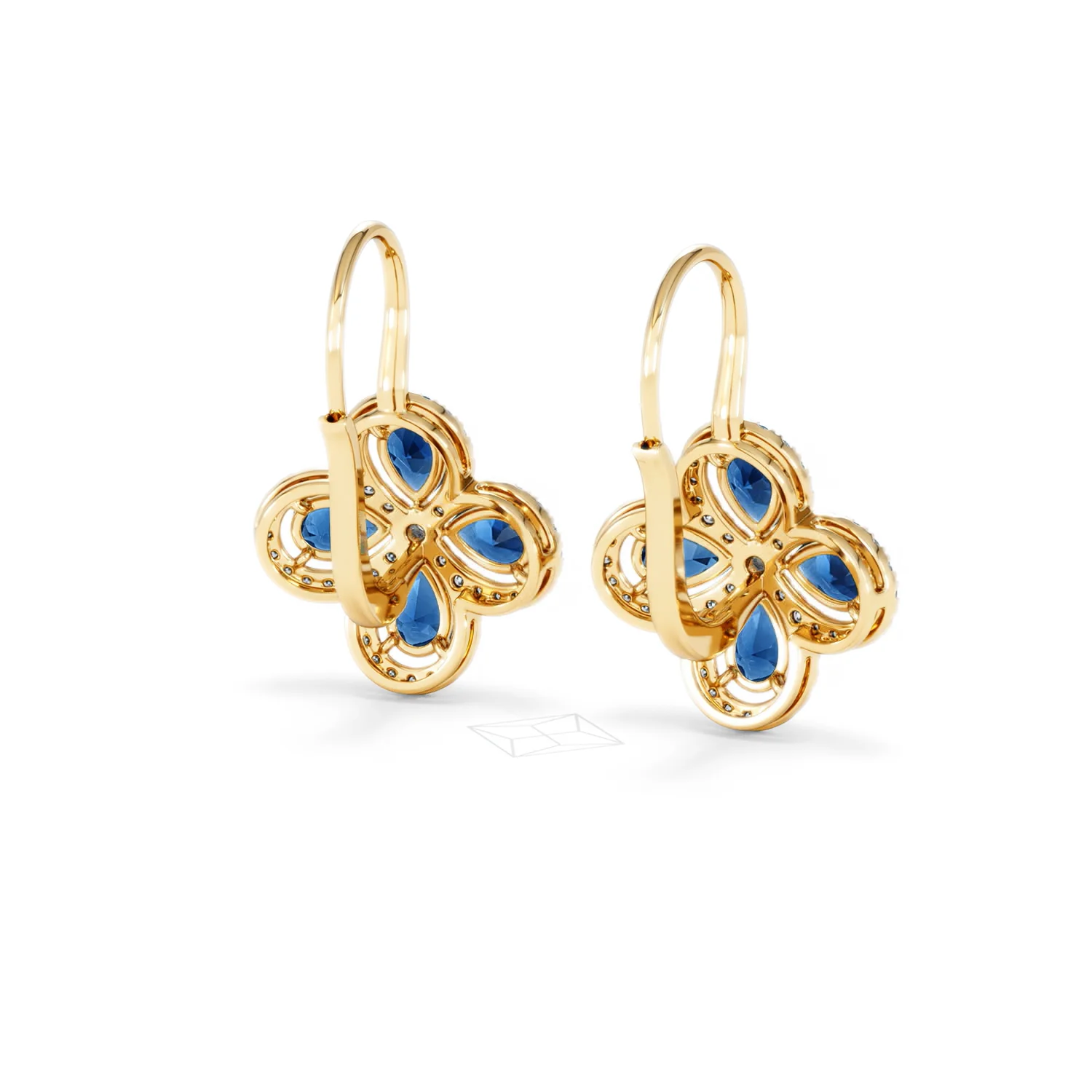 Bloom 4.75ct Lab Sapphire and Lab Diamond Earrings in 18K Yellow Gold - Image 44