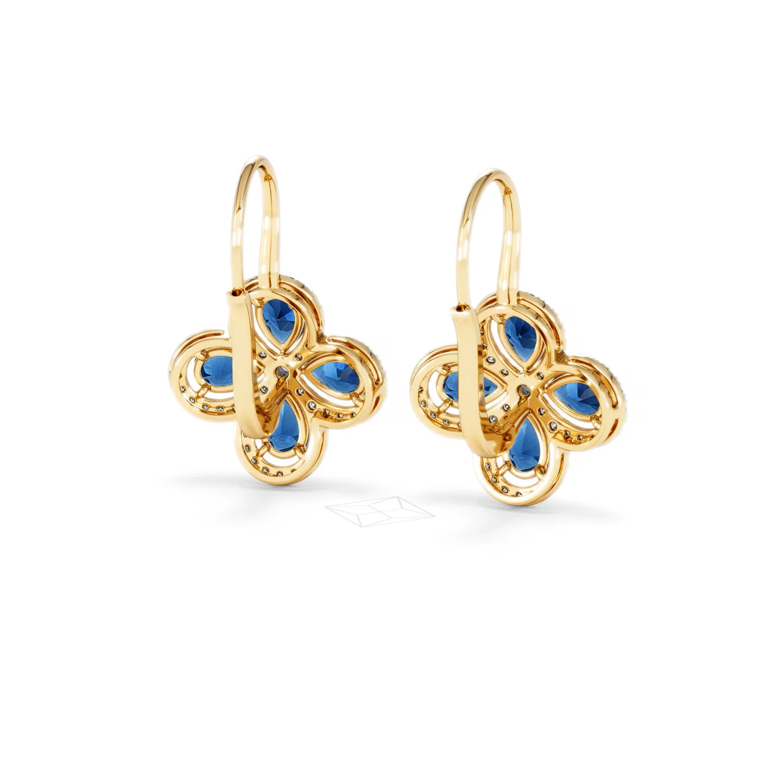 Bloom 4.75ct Lab Sapphire and Lab Diamond Earrings in 18K Yellow Gold - Image 45