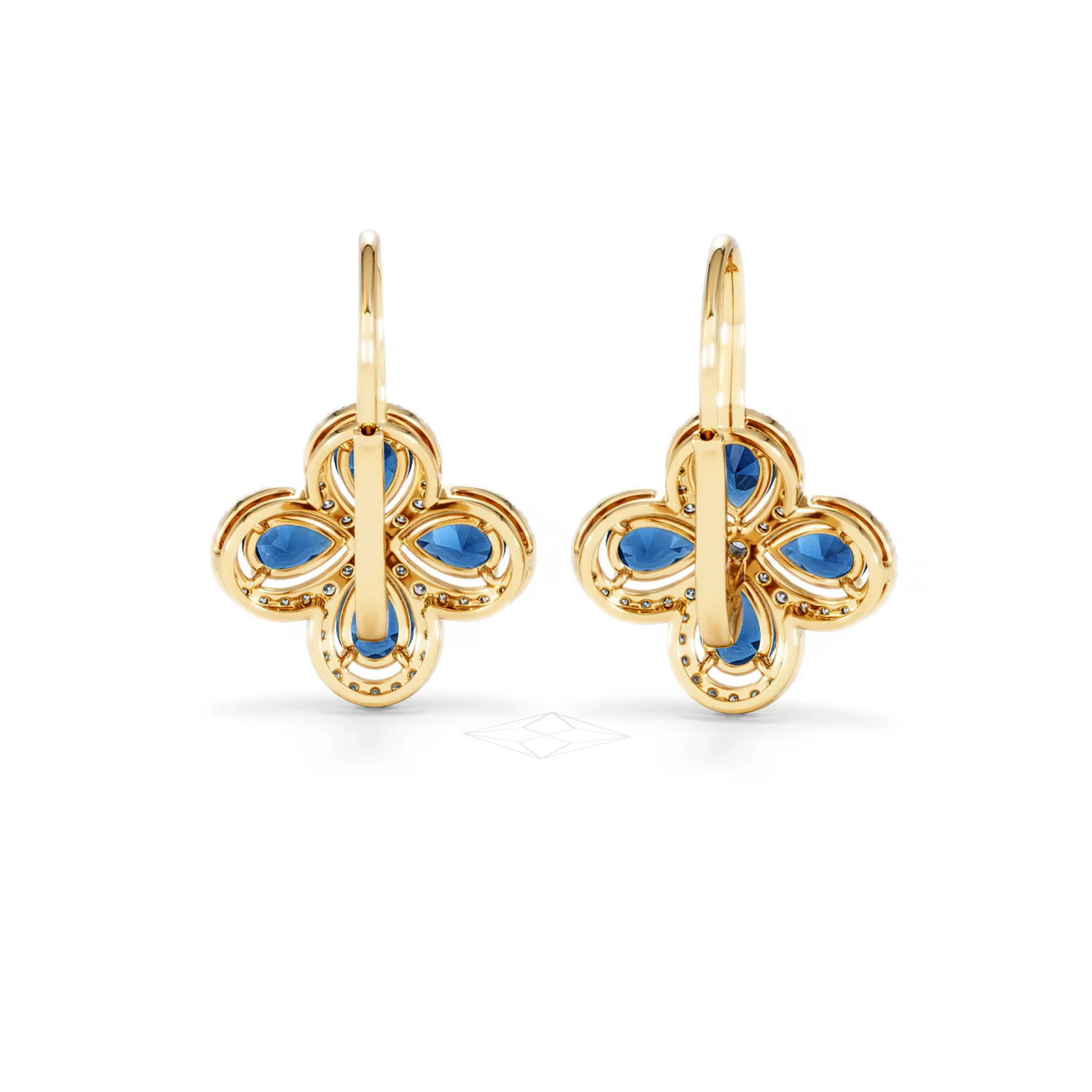Bloom 4.75ct Lab Sapphire and Lab Diamond Earrings in 18K Yellow Gold - Image 48