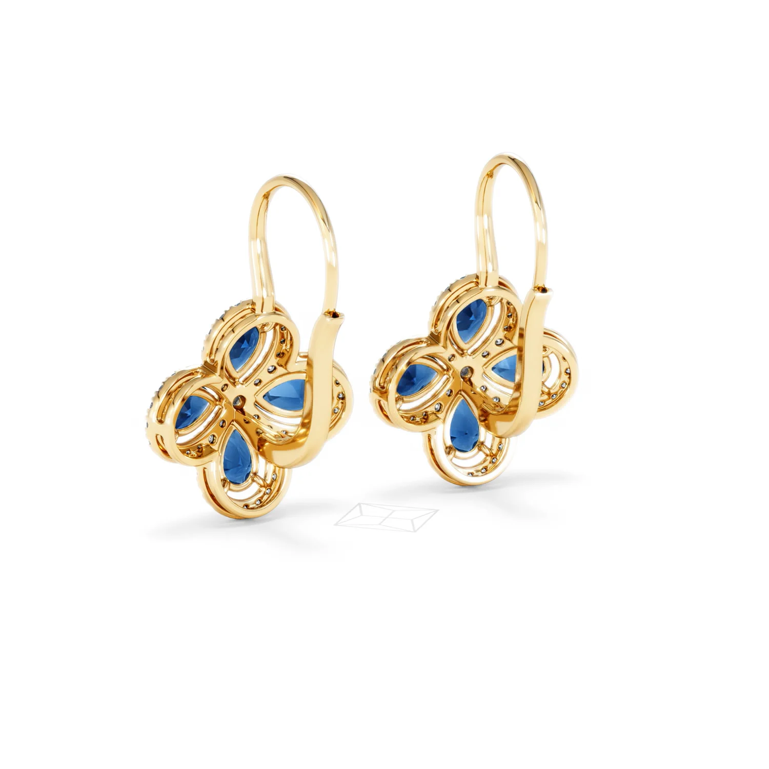 Bloom 4.75ct Lab Sapphire and Lab Diamond Earrings in 18K Yellow Gold - Image 55