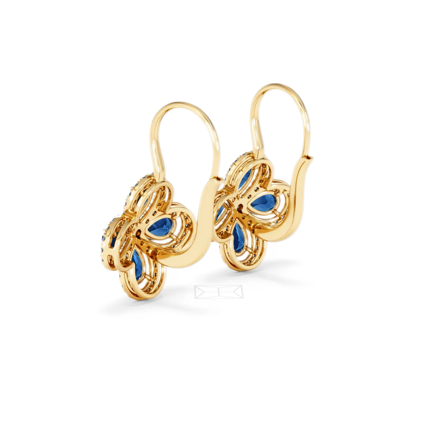 Bloom 4.75ct Lab Sapphire and Lab Diamond Earrings in 18K Yellow Gold - Image 59