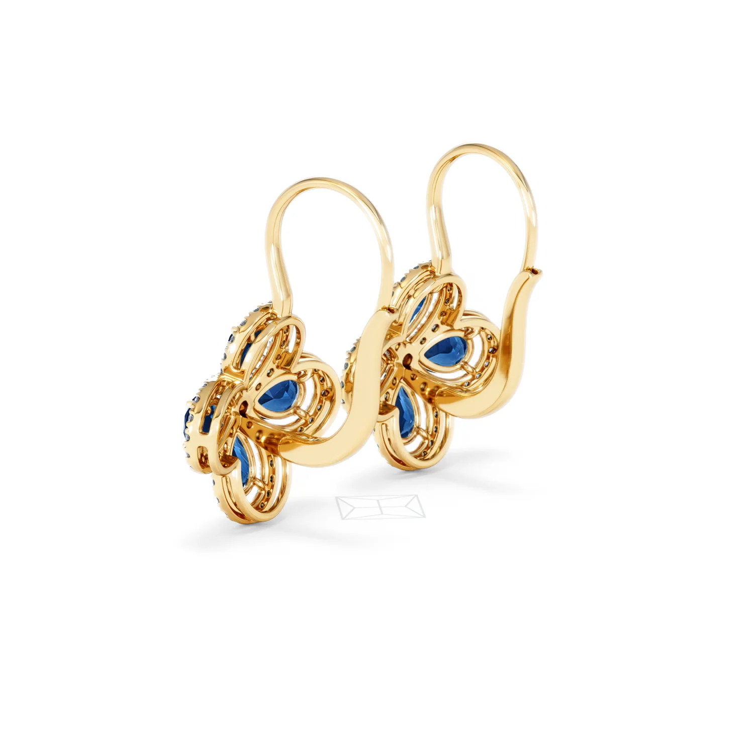 Bloom 4.75ct Lab Sapphire and Lab Diamond Earrings in 18K Yellow Gold - Image 60