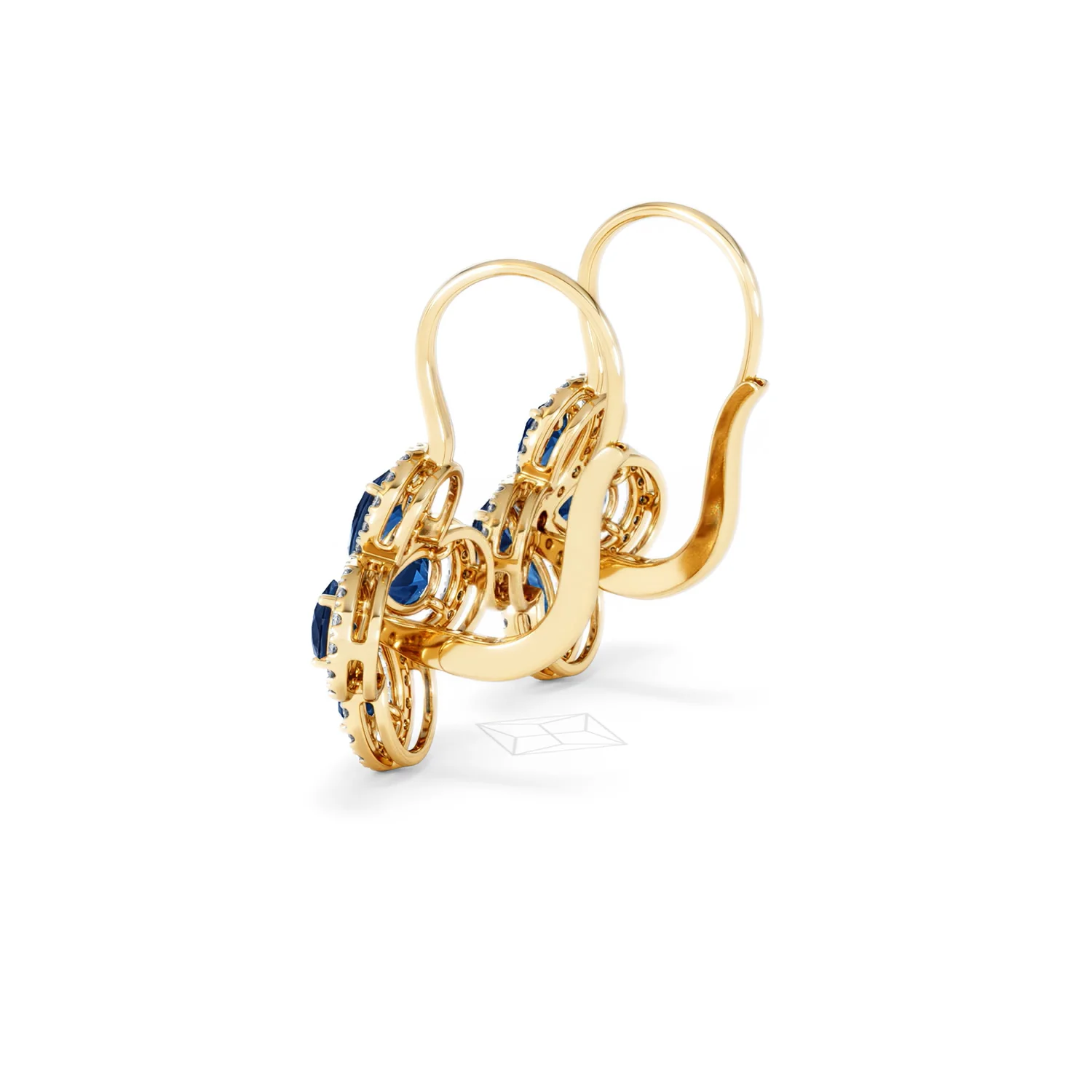 Bloom 4.75ct Lab Sapphire and Lab Diamond Earrings in 18K Yellow Gold - Image 63