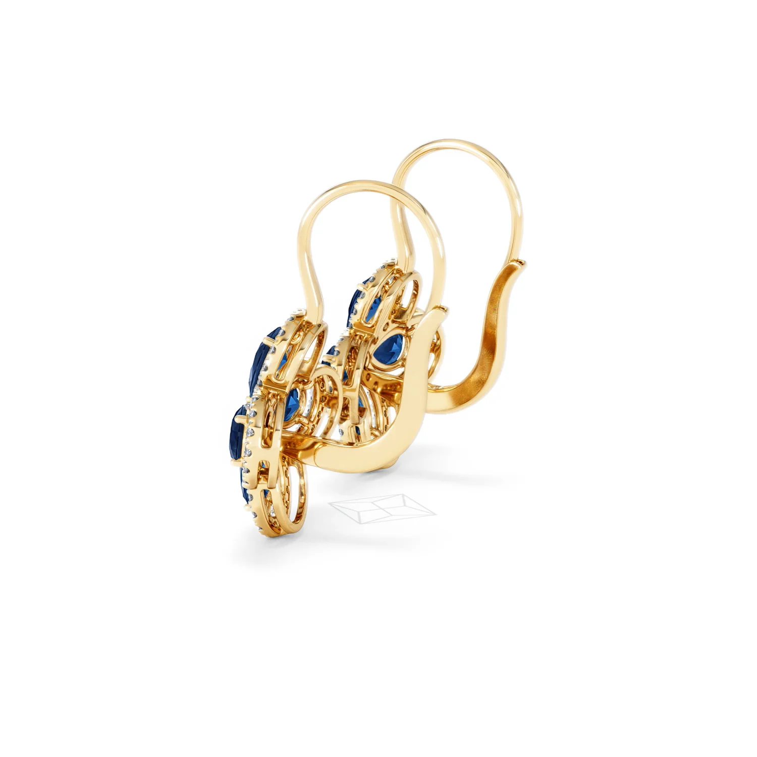Bloom 4.75ct Lab Sapphire and Lab Diamond Earrings in 18K Yellow Gold - Image 64