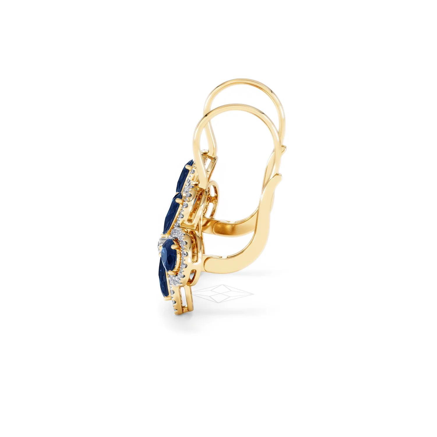 Bloom 4.75ct Lab Sapphire and Lab Diamond Earrings in 18K Yellow Gold - Image 68