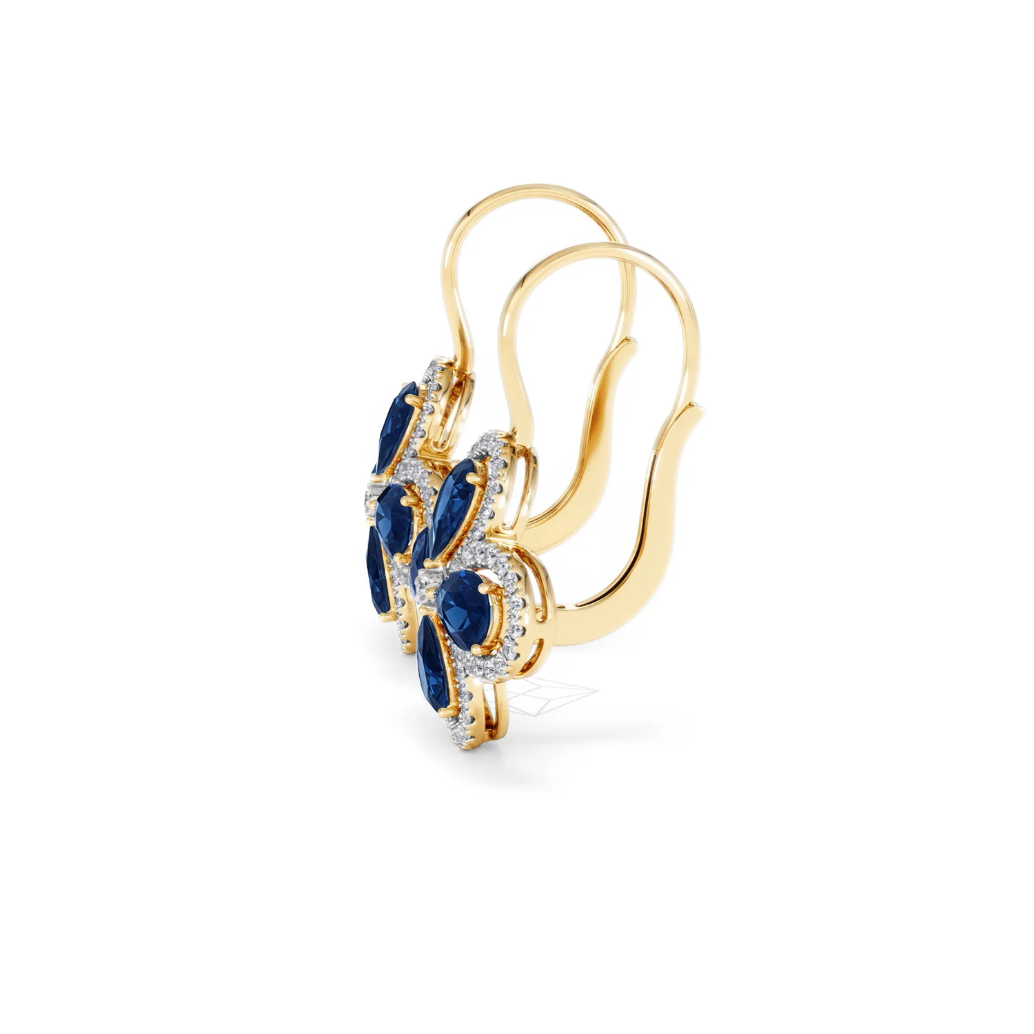 Bloom 4.75ct Lab Sapphire and Lab Diamond Earrings in 18K Yellow Gold - Image 71