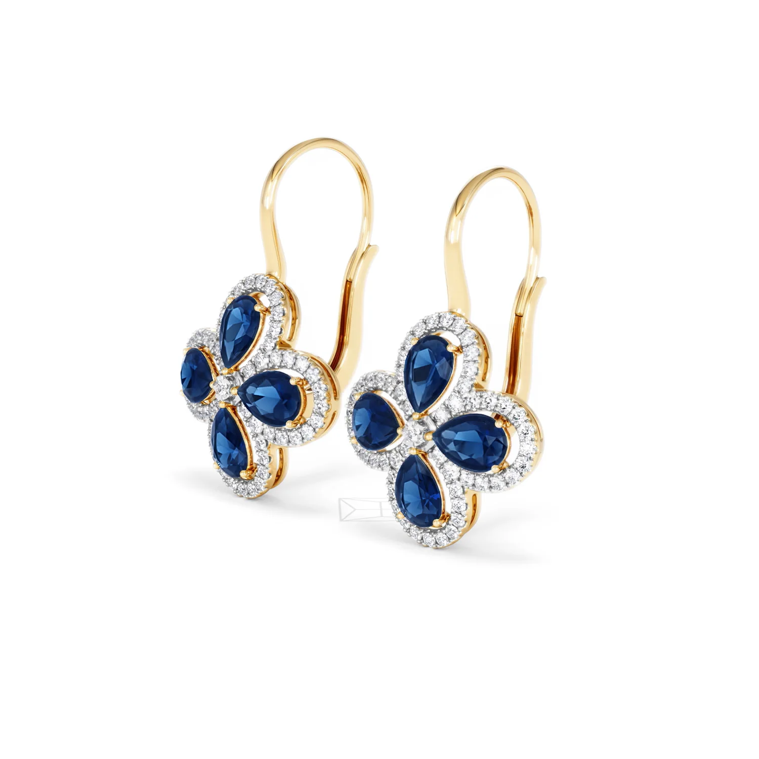 Bloom 4.75ct Lab Sapphire and Lab Diamond Earrings in 18K Yellow Gold - Image 79