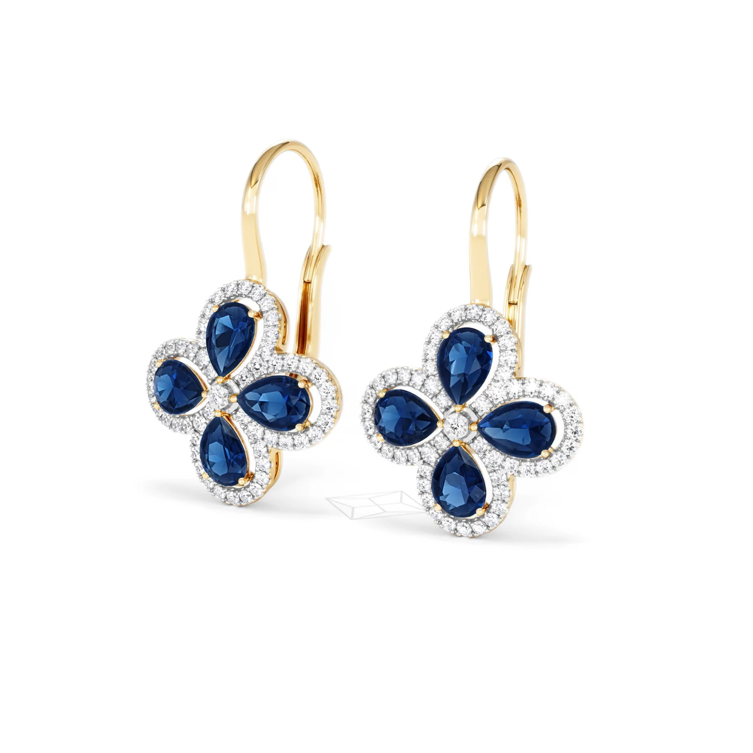 Bloom 4.75ct Lab Sapphire and Lab Diamond Earrings in 18K Yellow Gold - Image 83