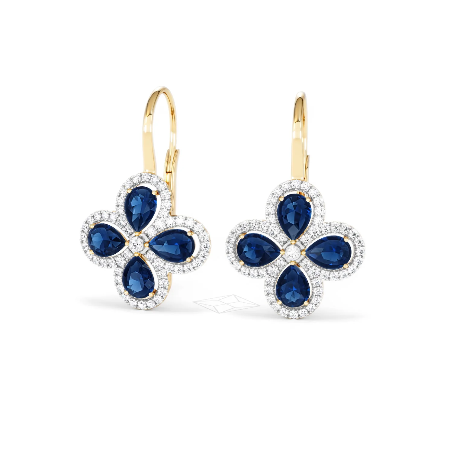 Bloom 4.75ct Lab Sapphire and Lab Diamond Earrings in 18K Yellow Gold - Image 86