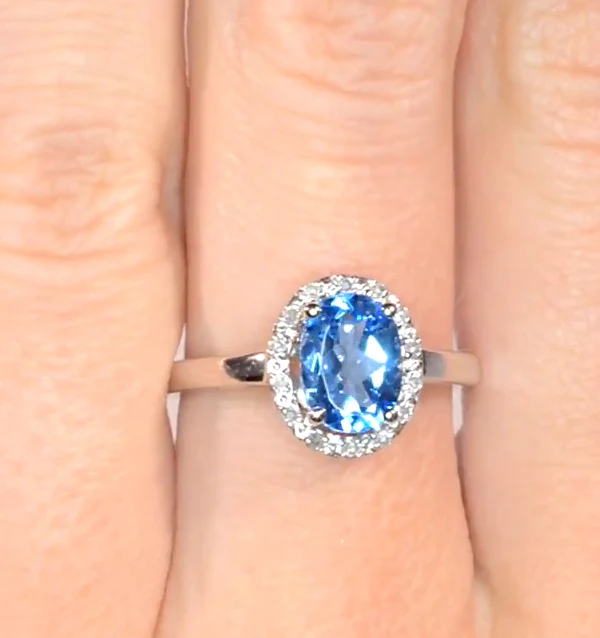 Blue Topaz 1.56CT And Diamond 9K White Gold Ring - Image 2