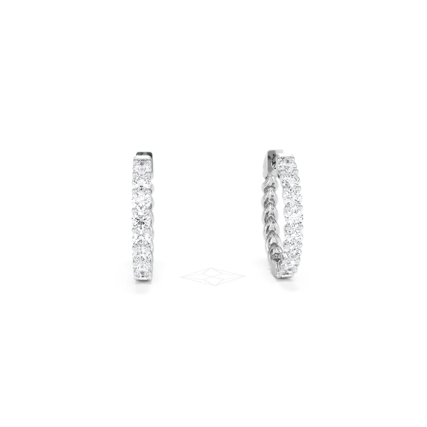 Braided 1.00ct Round Cut Lab Diamond Hoop Earrings in 9K White Gold - Image 10
