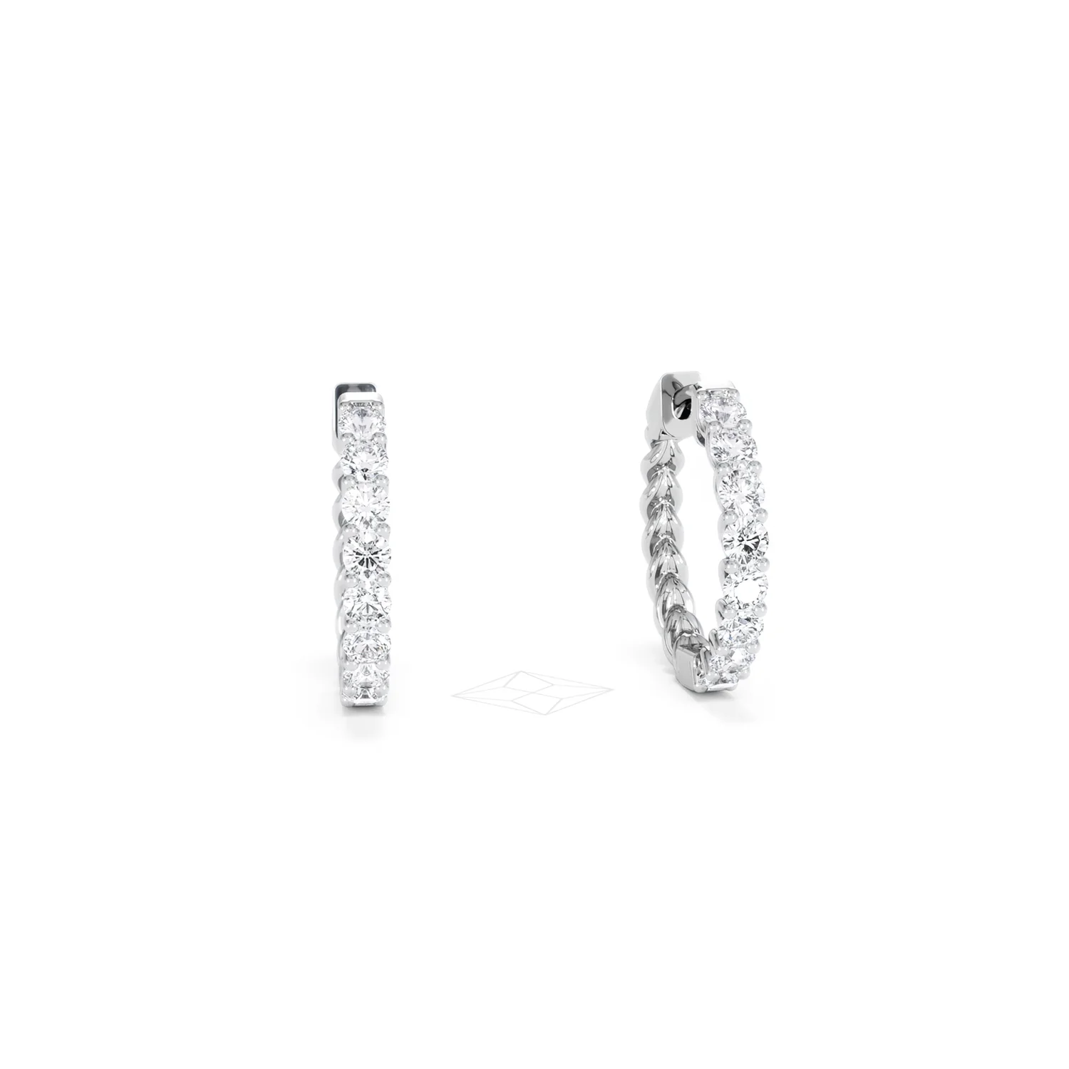 Braided 1.00ct Round Cut Lab Diamond Hoop Earrings in 9K White Gold - Image 11