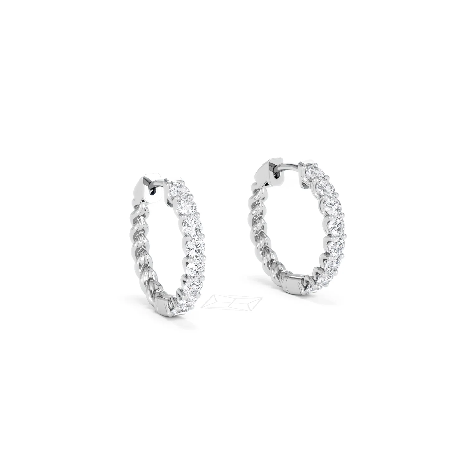 Braided 1.00ct Round Cut Lab Diamond Hoop Earrings in 9K White Gold - Image 16