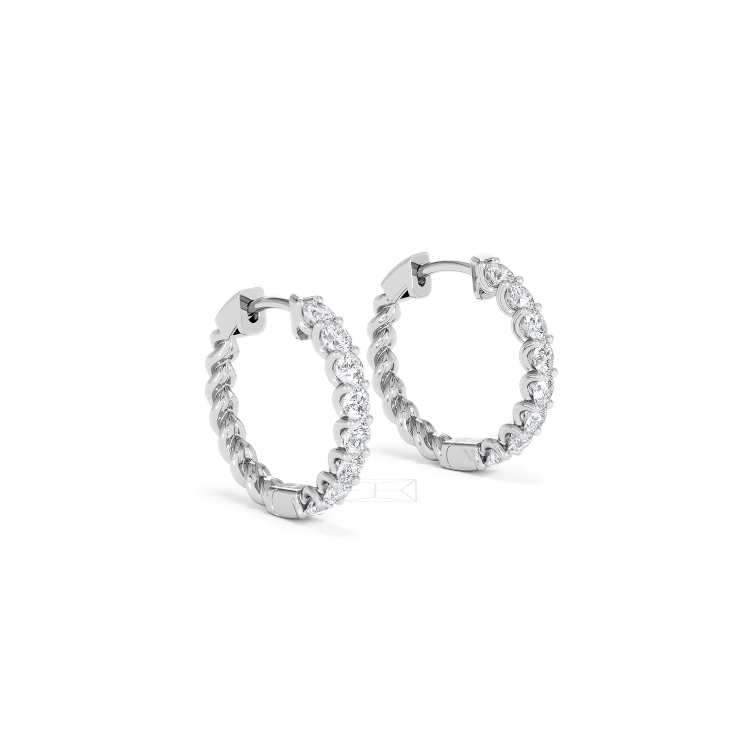 Braided 1.00ct Round Cut Lab Diamond Hoop Earrings in 9K White Gold - Image 19