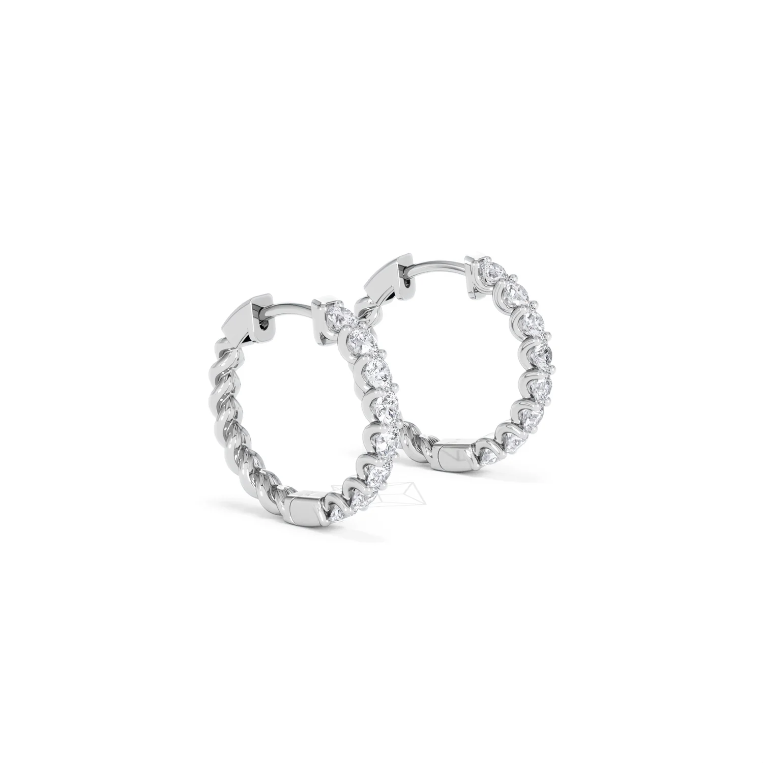Braided 1.00ct Round Cut Lab Diamond Hoop Earrings in 9K White Gold - Image 21