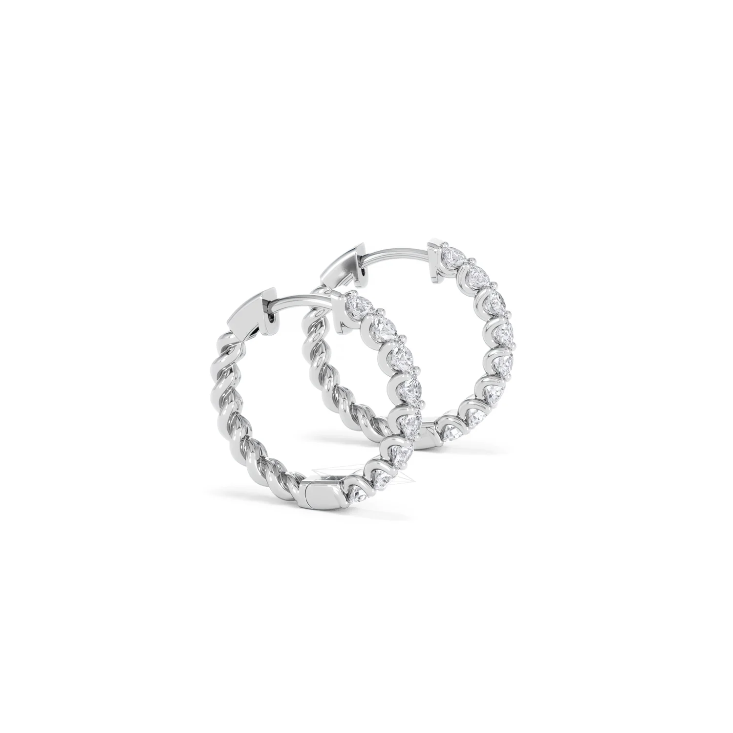 Braided 1.00ct Round Cut Lab Diamond Hoop Earrings in 9K White Gold - Image 24