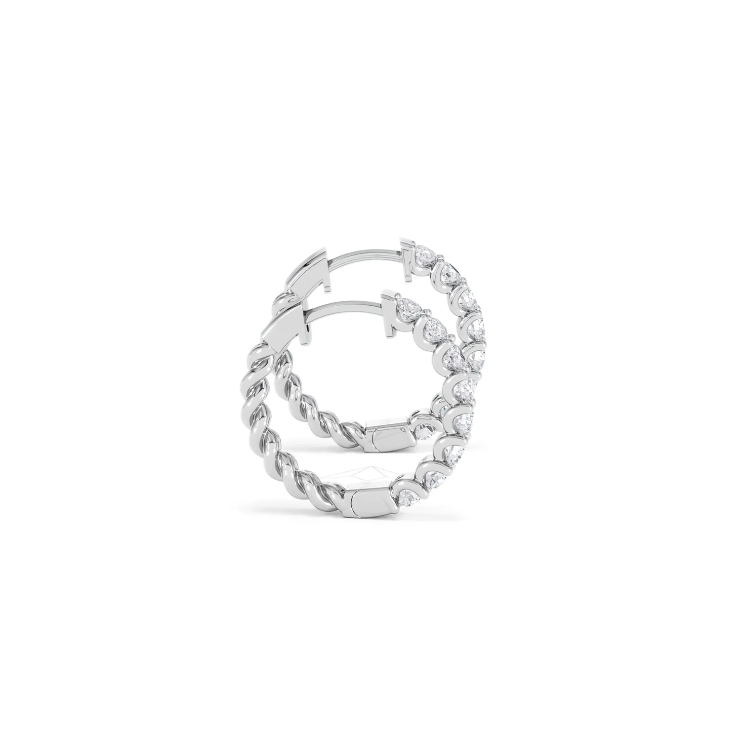 Braided 1.00ct Round Cut Lab Diamond Hoop Earrings in 9K White Gold - Image 28