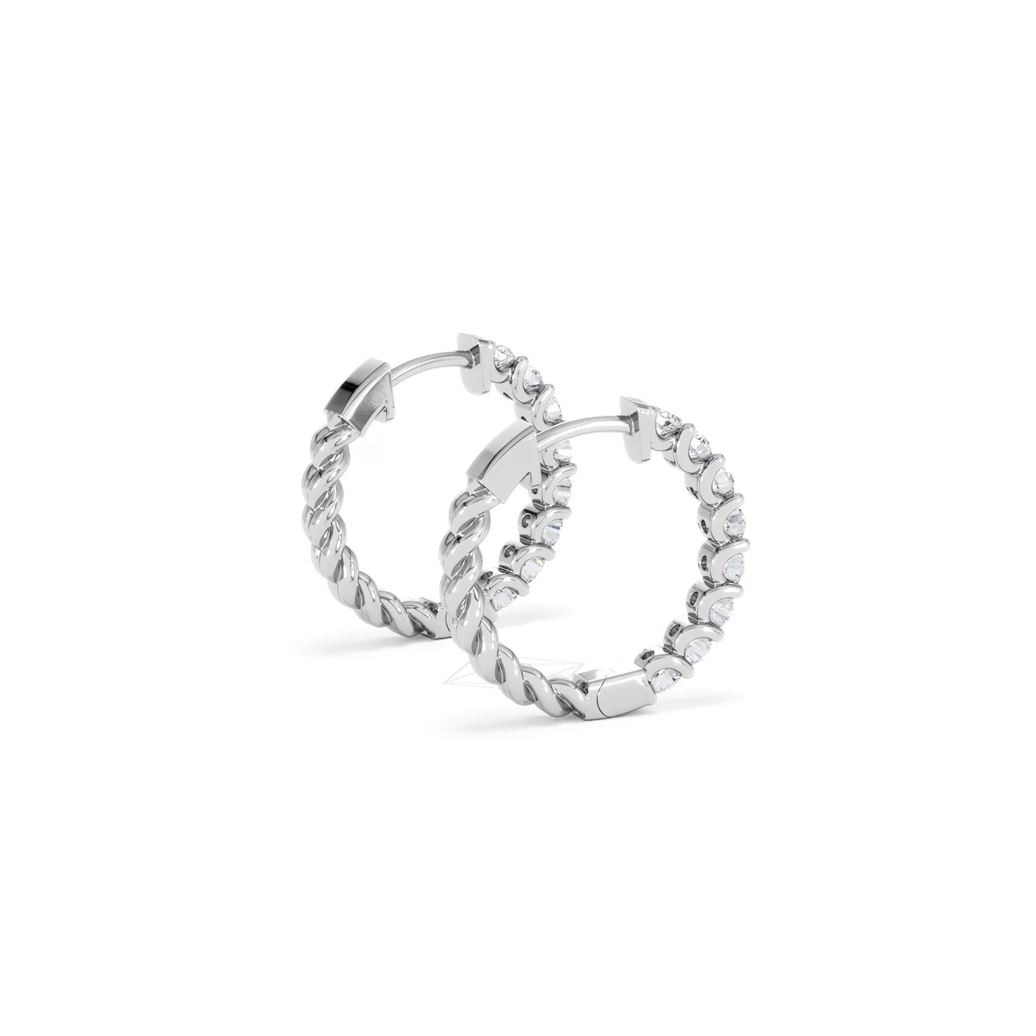 Braided 1.00ct Round Cut Lab Diamond Hoop Earrings in 9K White Gold - Image 35