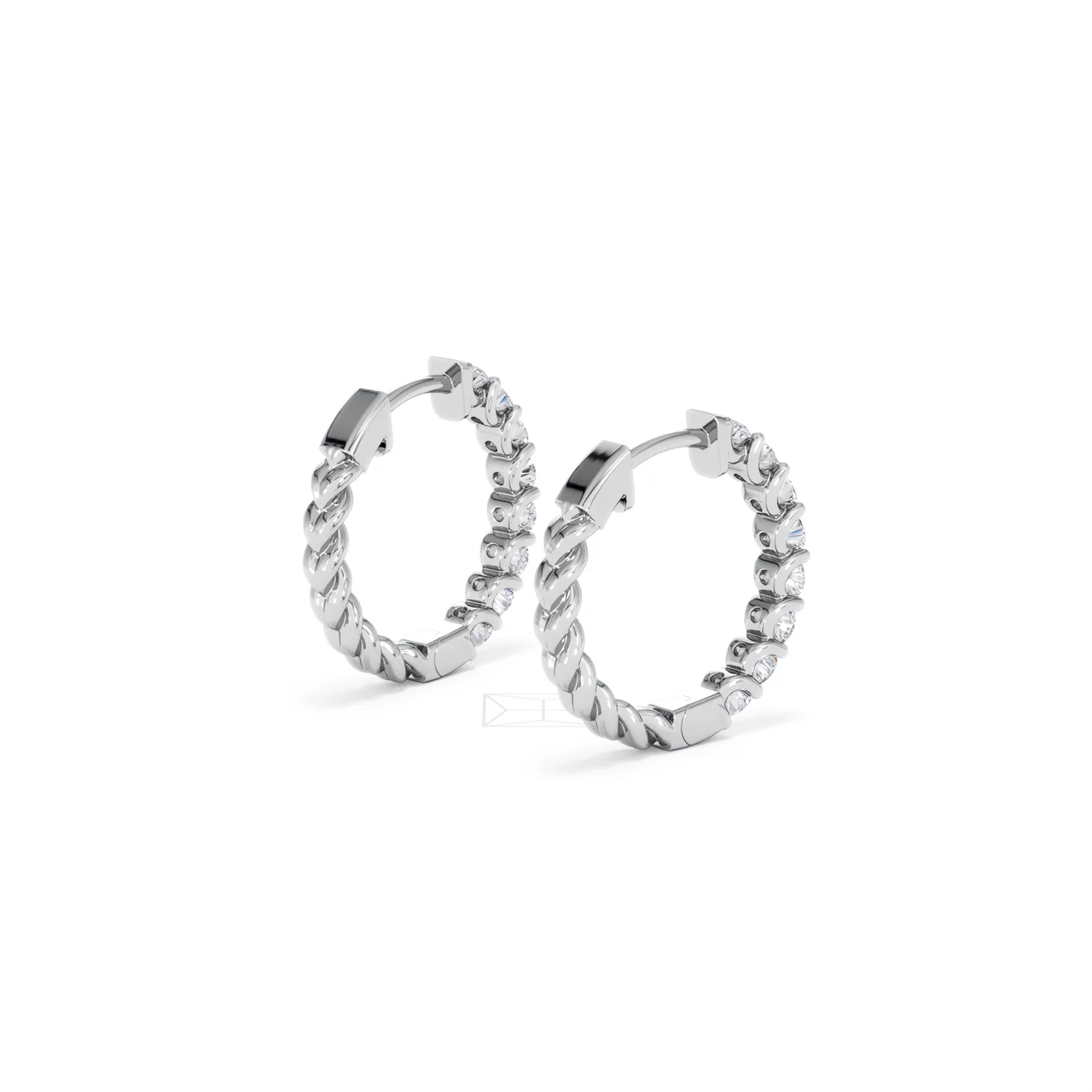 Braided 1.00ct Round Cut Lab Diamond Hoop Earrings in 9K White Gold - Image 39