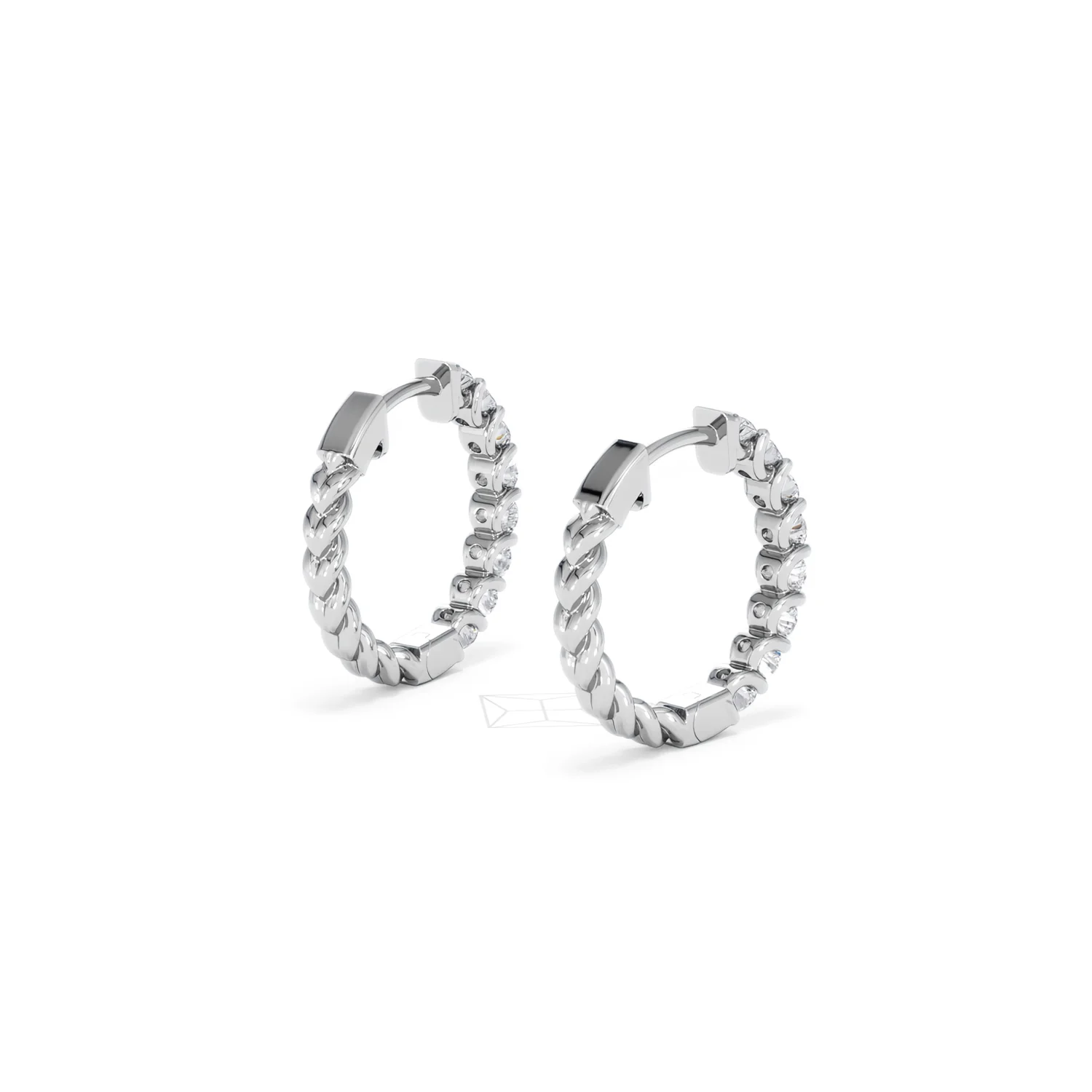 Braided 1.00ct Round Cut Lab Diamond Hoop Earrings in 9K White Gold - Image 40