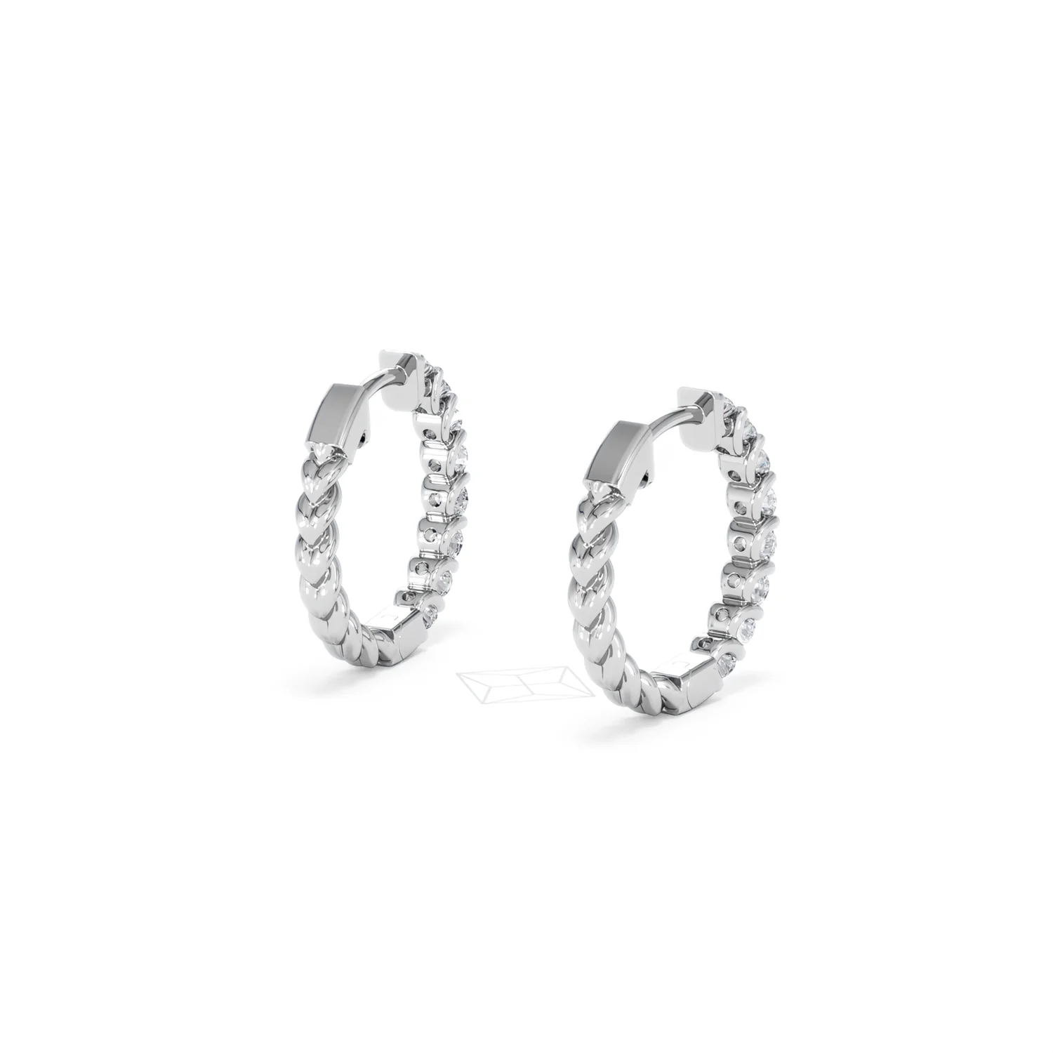 Braided 1.00ct Round Cut Lab Diamond Hoop Earrings in 9K White Gold - Image 42