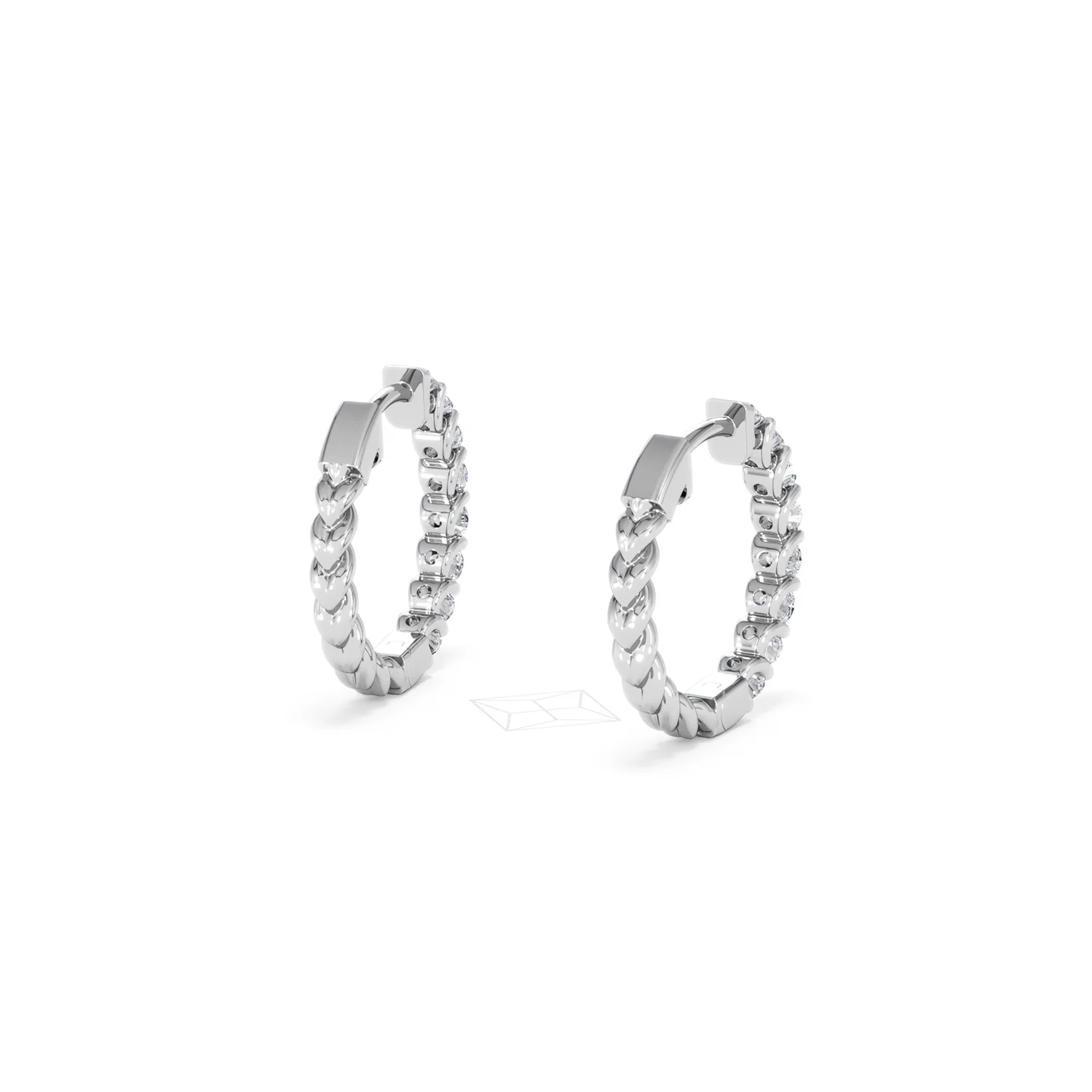 Braided 1.00ct Round Cut Lab Diamond Hoop Earrings in 9K White Gold - Image 43