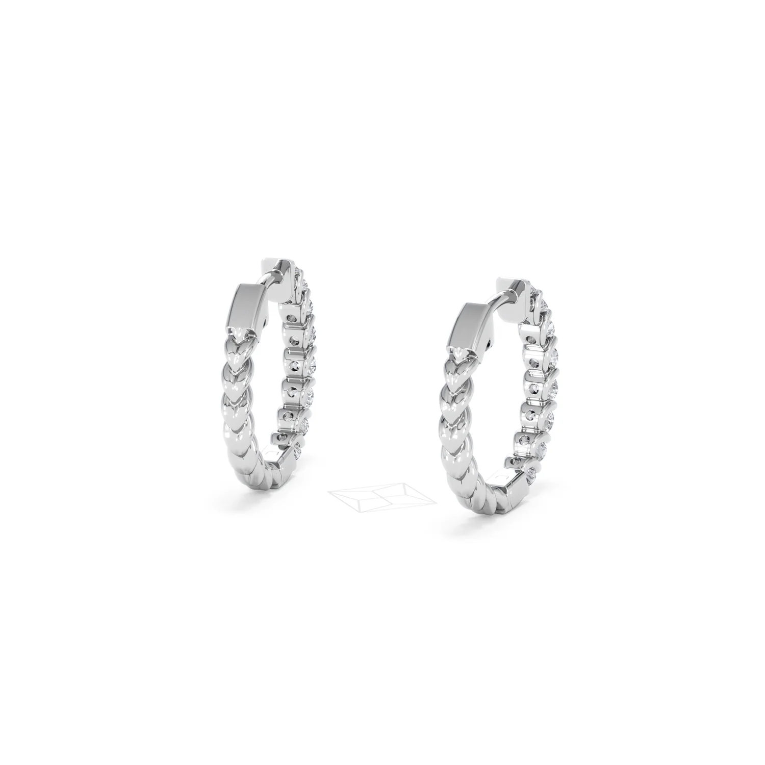 Braided 1.00ct Round Cut Lab Diamond Hoop Earrings in 9K White Gold - Image 44