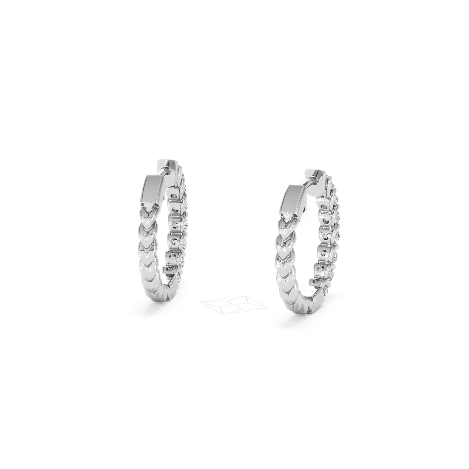 Braided 1.00ct Round Cut Lab Diamond Hoop Earrings in 9K White Gold - Image 45