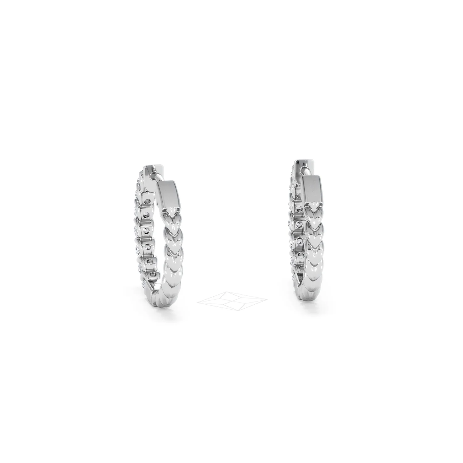 Braided 1.00ct Round Cut Lab Diamond Hoop Earrings in 9K White Gold - Image 51