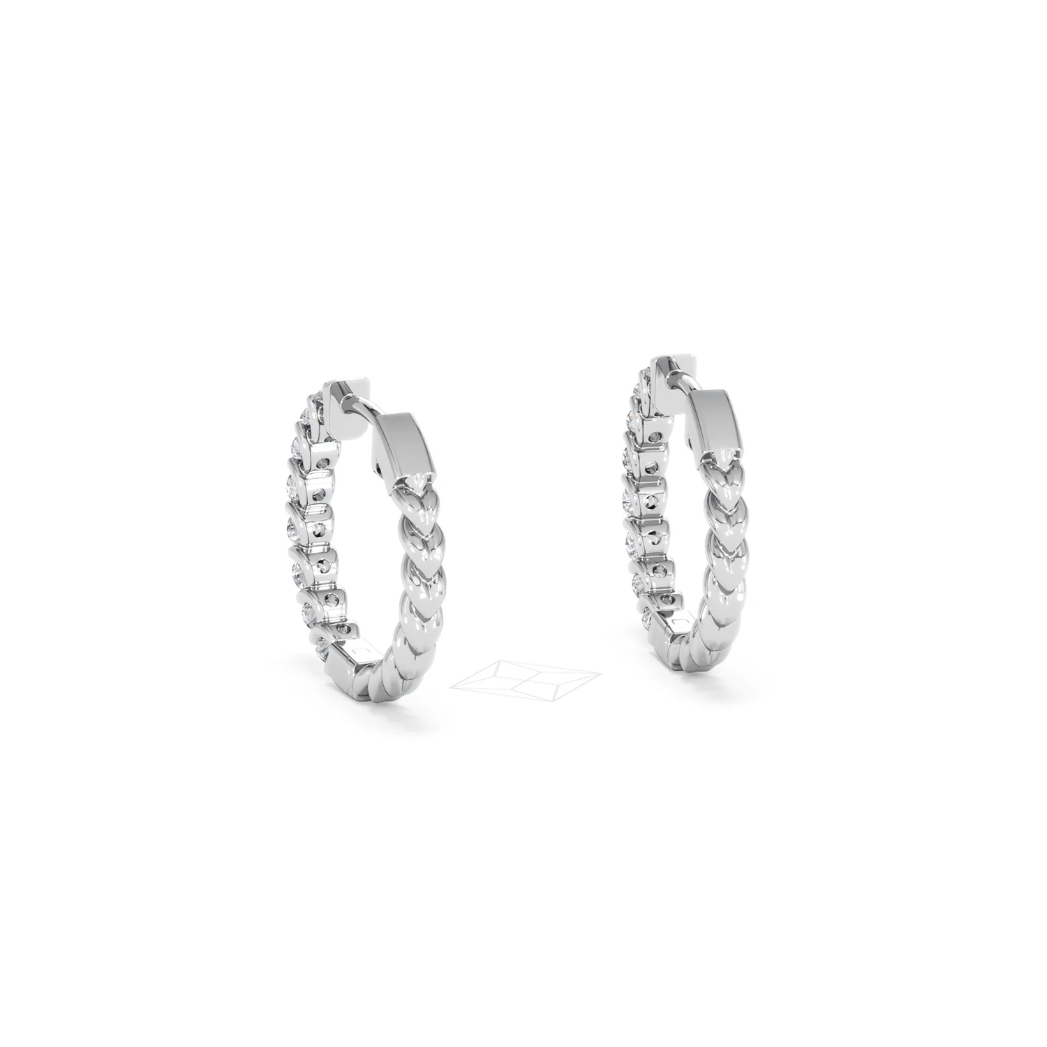 Braided 1.00ct Round Cut Lab Diamond Hoop Earrings in 9K White Gold - Image 53