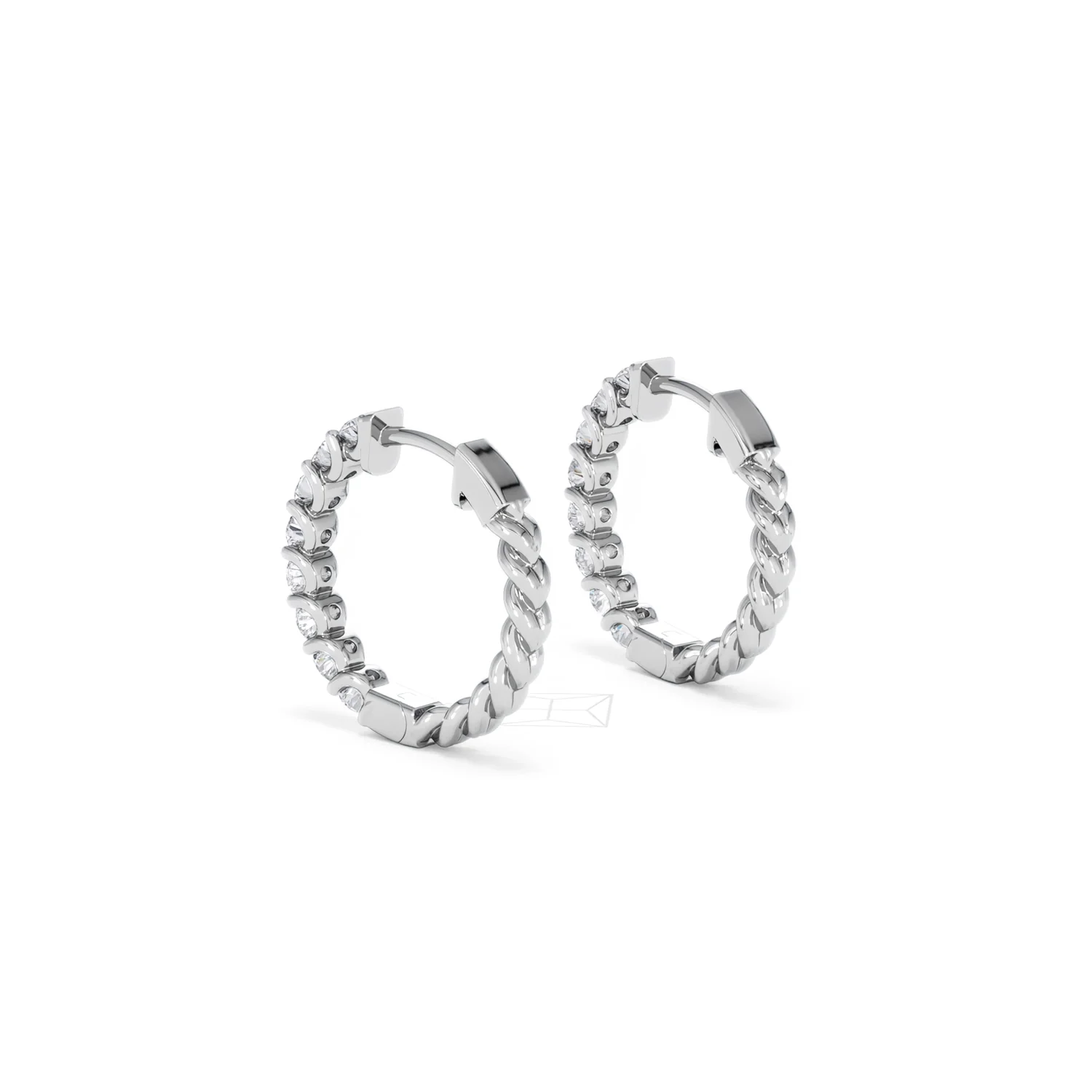 Braided 1.00ct Round Cut Lab Diamond Hoop Earrings in 9K White Gold - Image 58