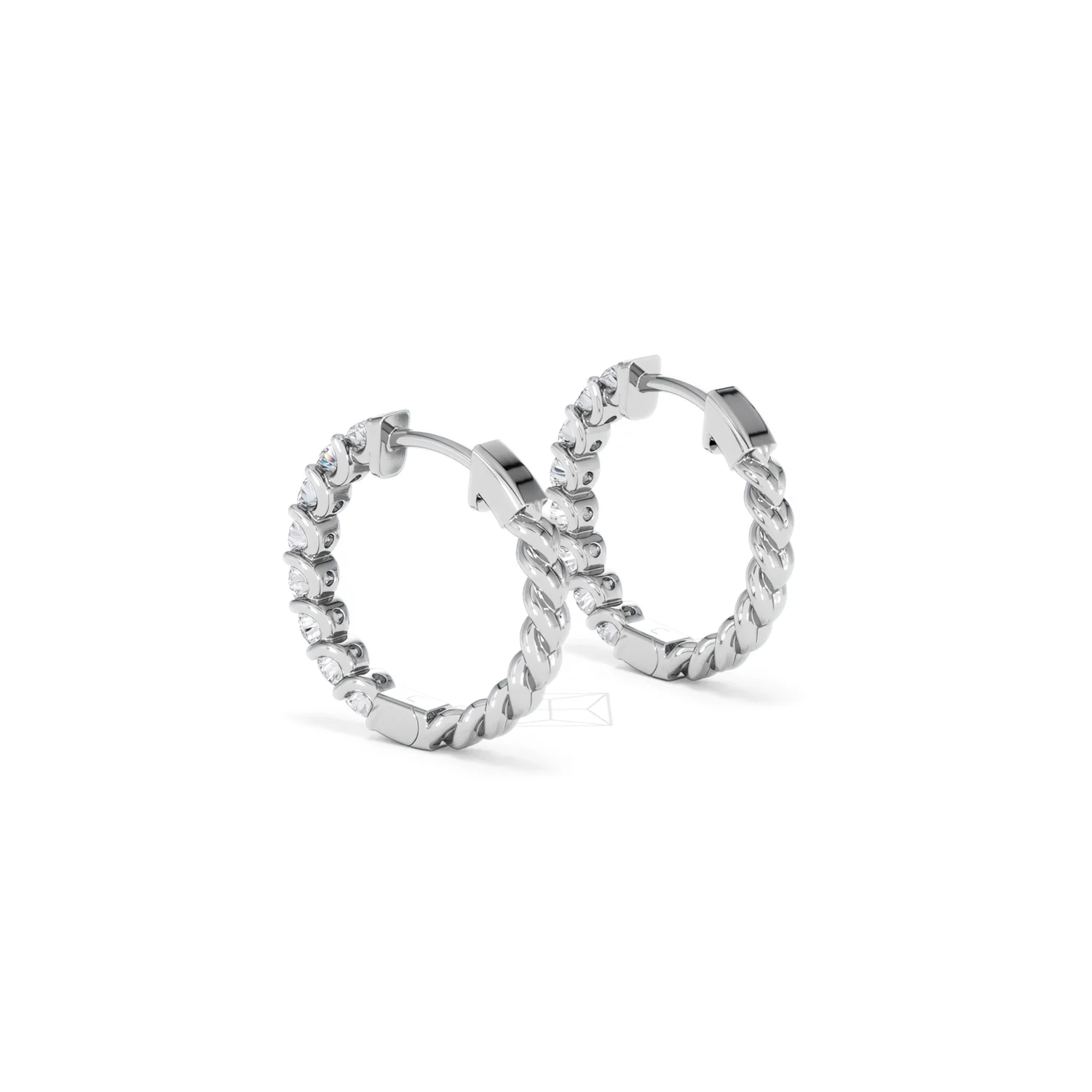 Braided 1.00ct Round Cut Lab Diamond Hoop Earrings in 9K White Gold - Image 59