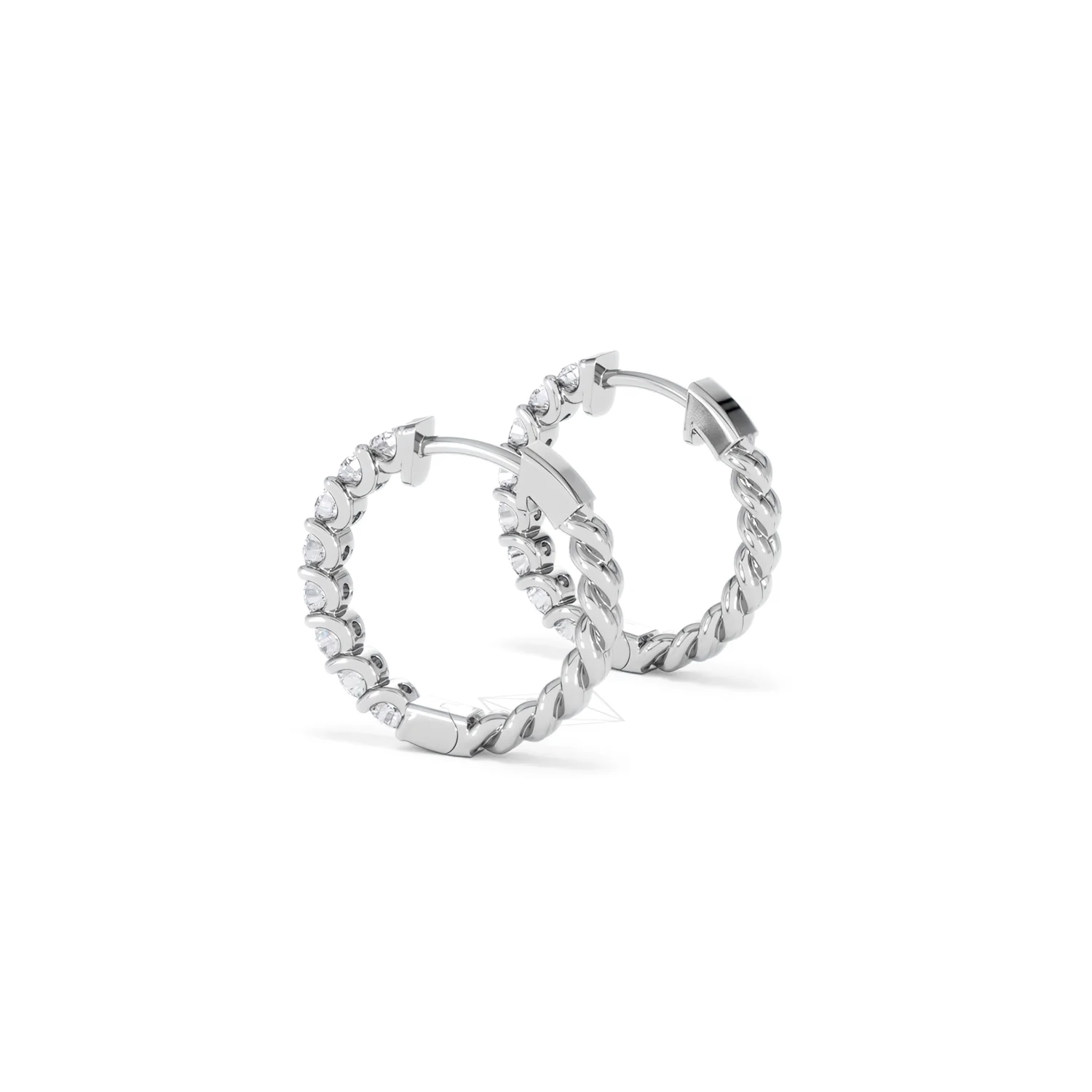 Braided 1.00ct Round Cut Lab Diamond Hoop Earrings in 9K White Gold - Image 62