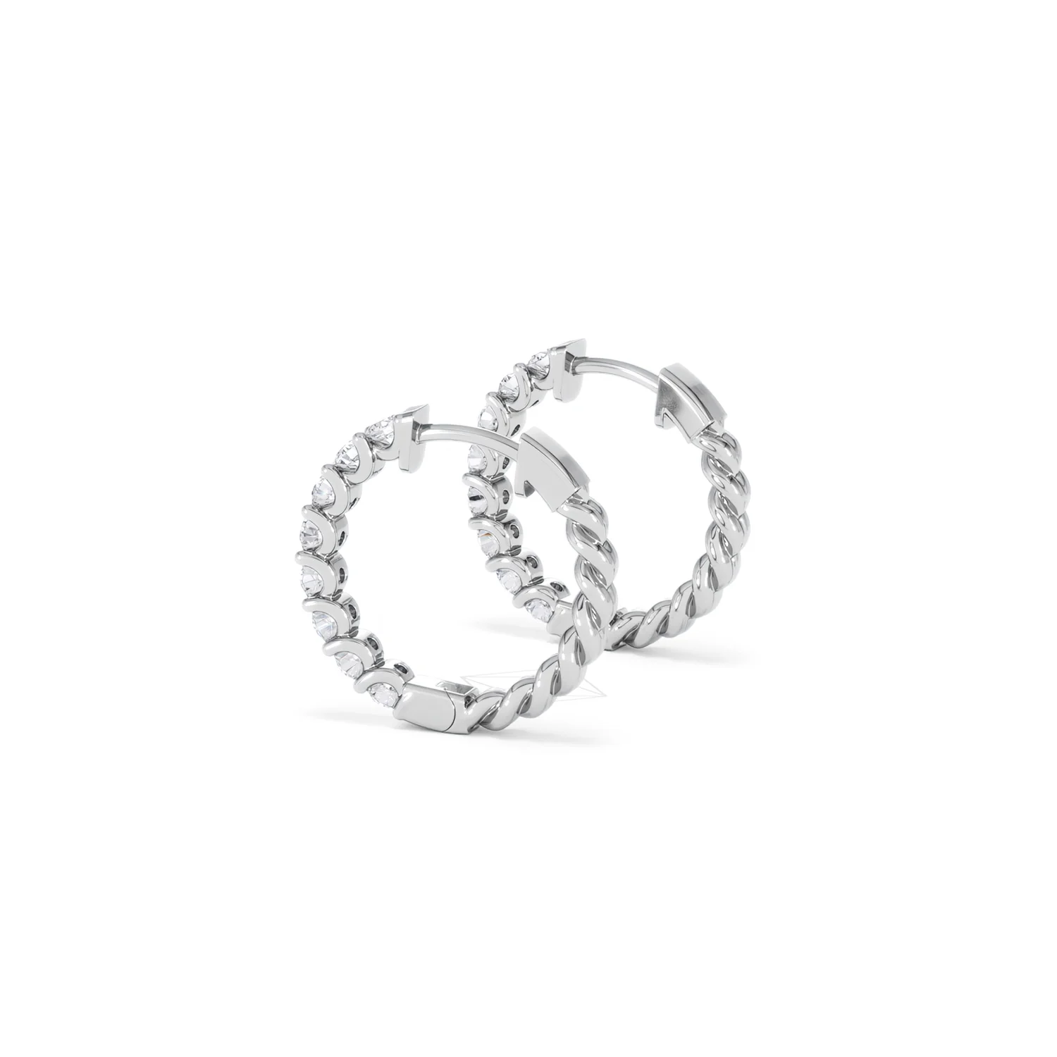 Braided 1.00ct Round Cut Lab Diamond Hoop Earrings in 9K White Gold - Image 63