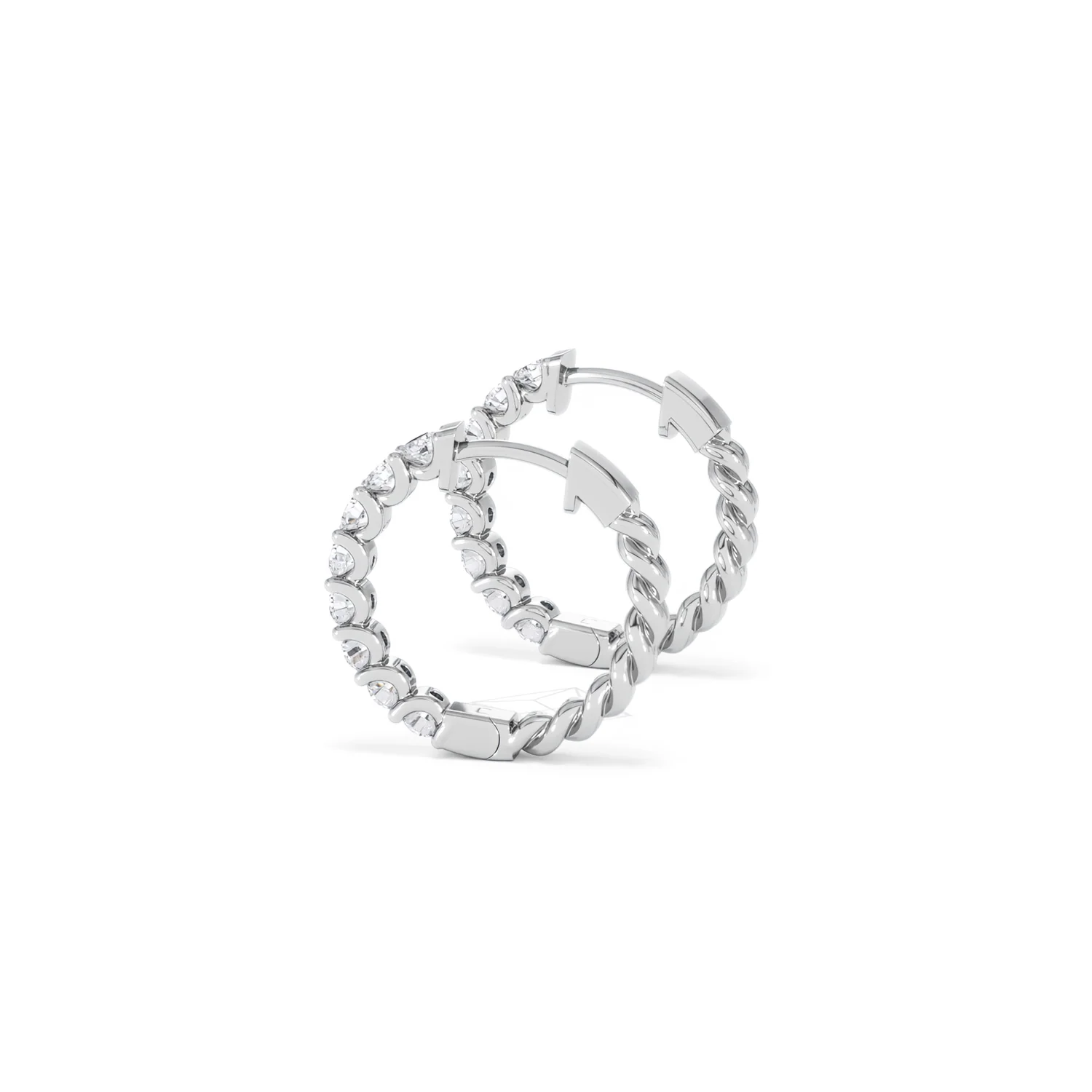 Braided 1.00ct Round Cut Lab Diamond Hoop Earrings in 9K White Gold - Image 65