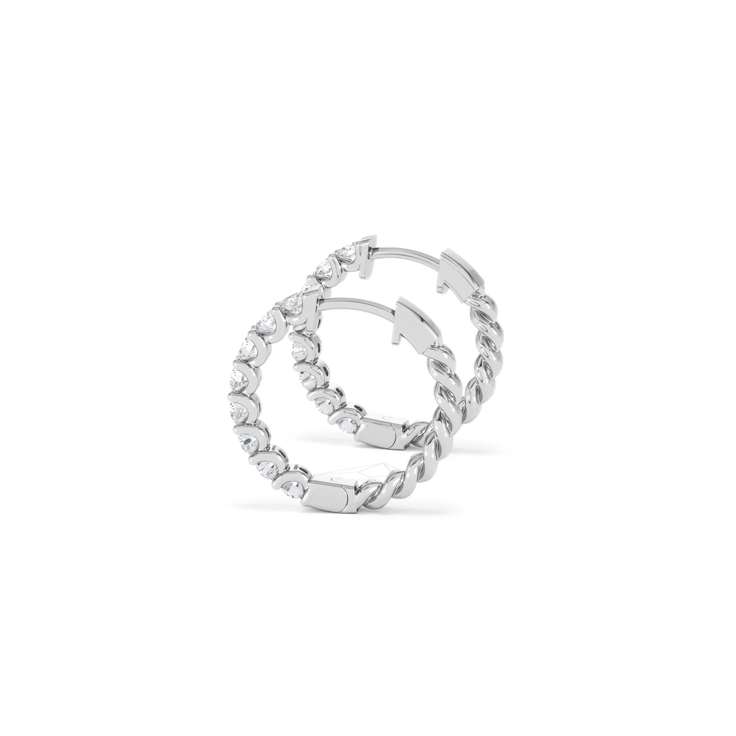 Braided 1.00ct Round Cut Lab Diamond Hoop Earrings in 9K White Gold - Image 66