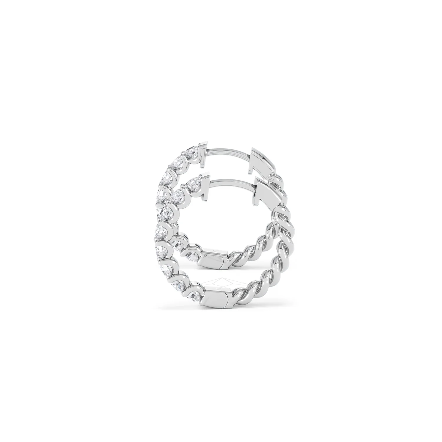 Braided 1.00ct Round Cut Lab Diamond Hoop Earrings in 9K White Gold - Image 69
