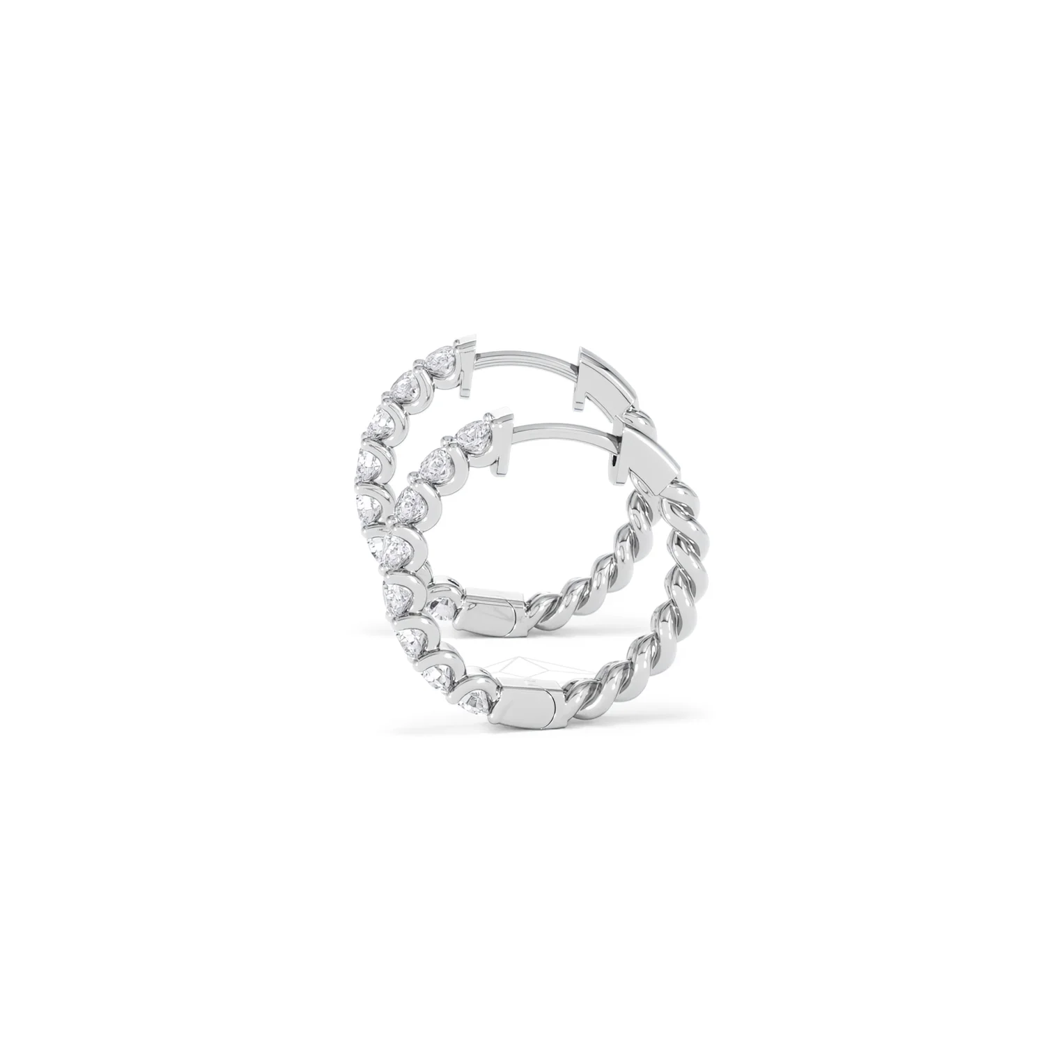 Braided 1.00ct Round Cut Lab Diamond Hoop Earrings in 9K White Gold - Image 70