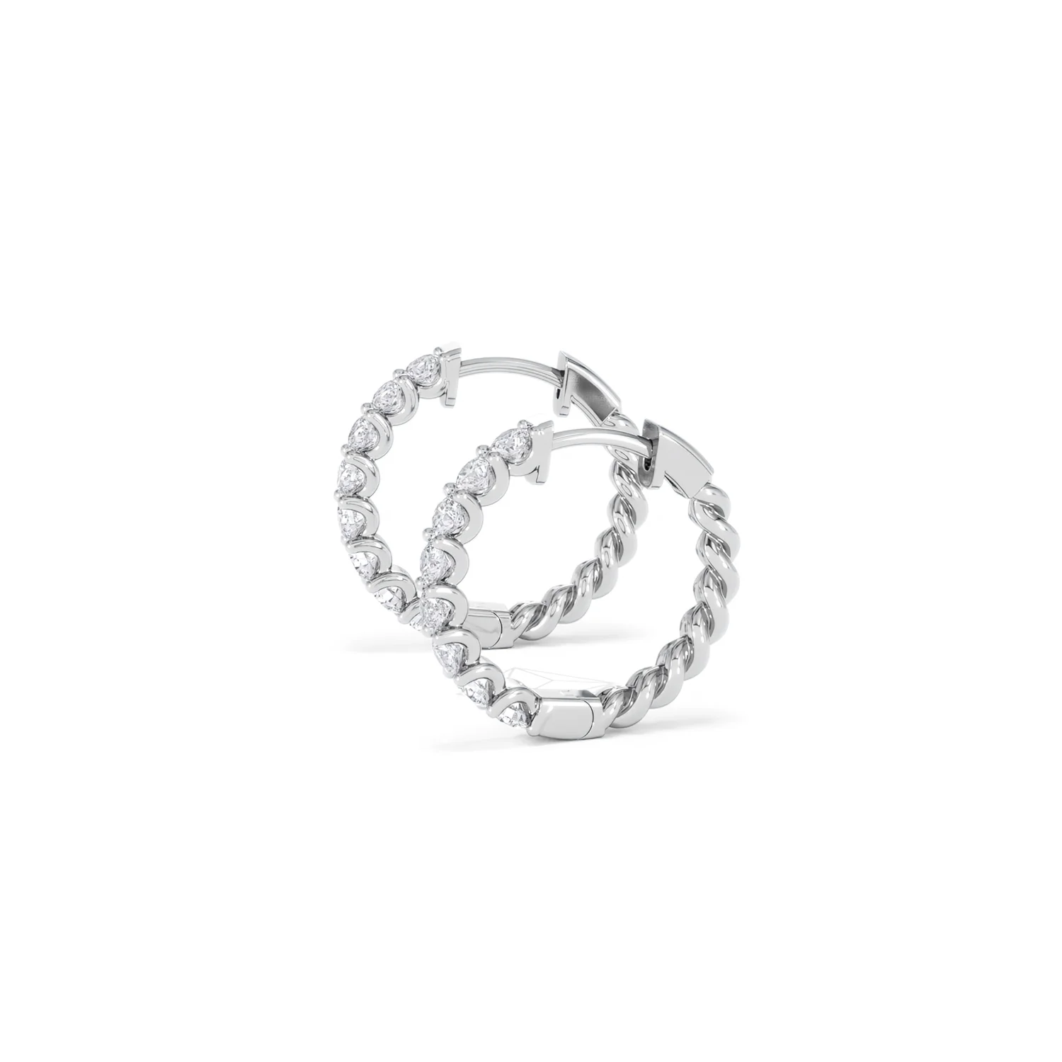 Braided 1.00ct Round Cut Lab Diamond Hoop Earrings in 9K White Gold - Image 72