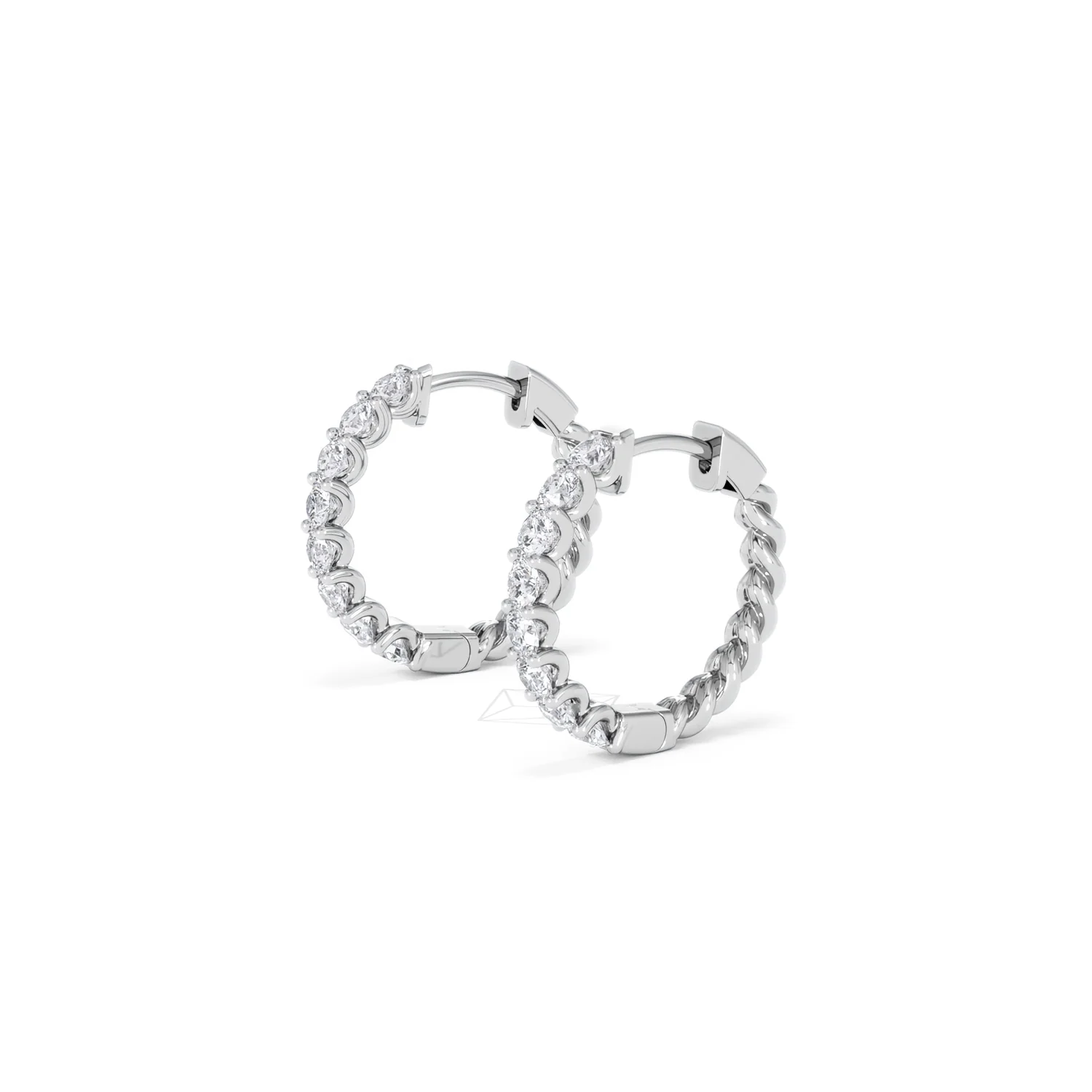 Braided 1.00ct Round Cut Lab Diamond Hoop Earrings in 9K White Gold - Image 76