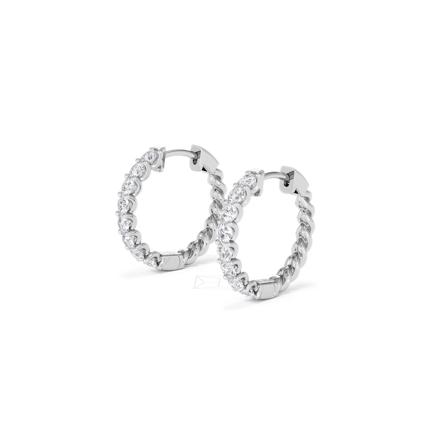 Braided 1.00ct Round Cut Lab Diamond Hoop Earrings in 9K White Gold - Image 78