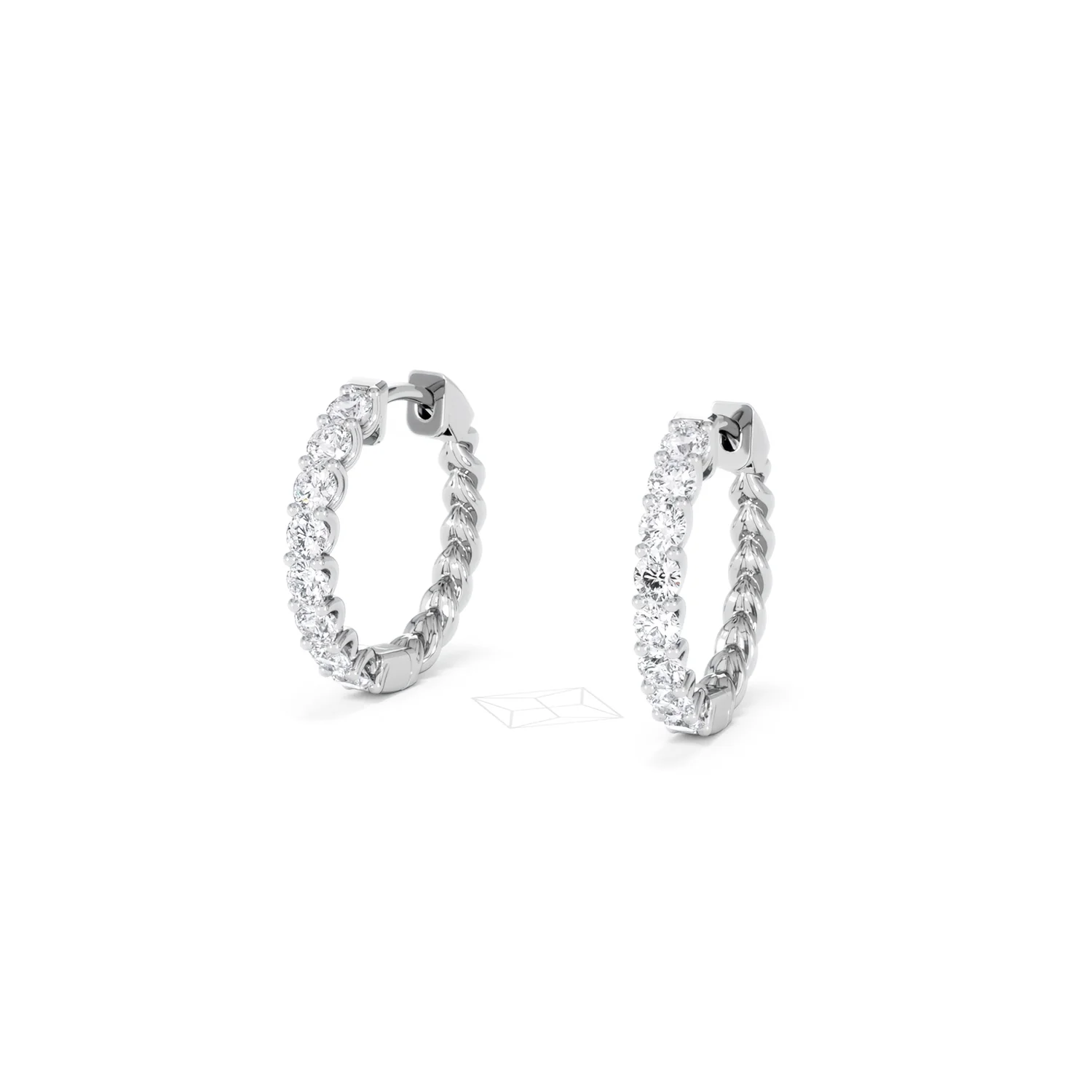 Braided 1.00ct Round Cut Lab Diamond Hoop Earrings in 9K White Gold - Image 83