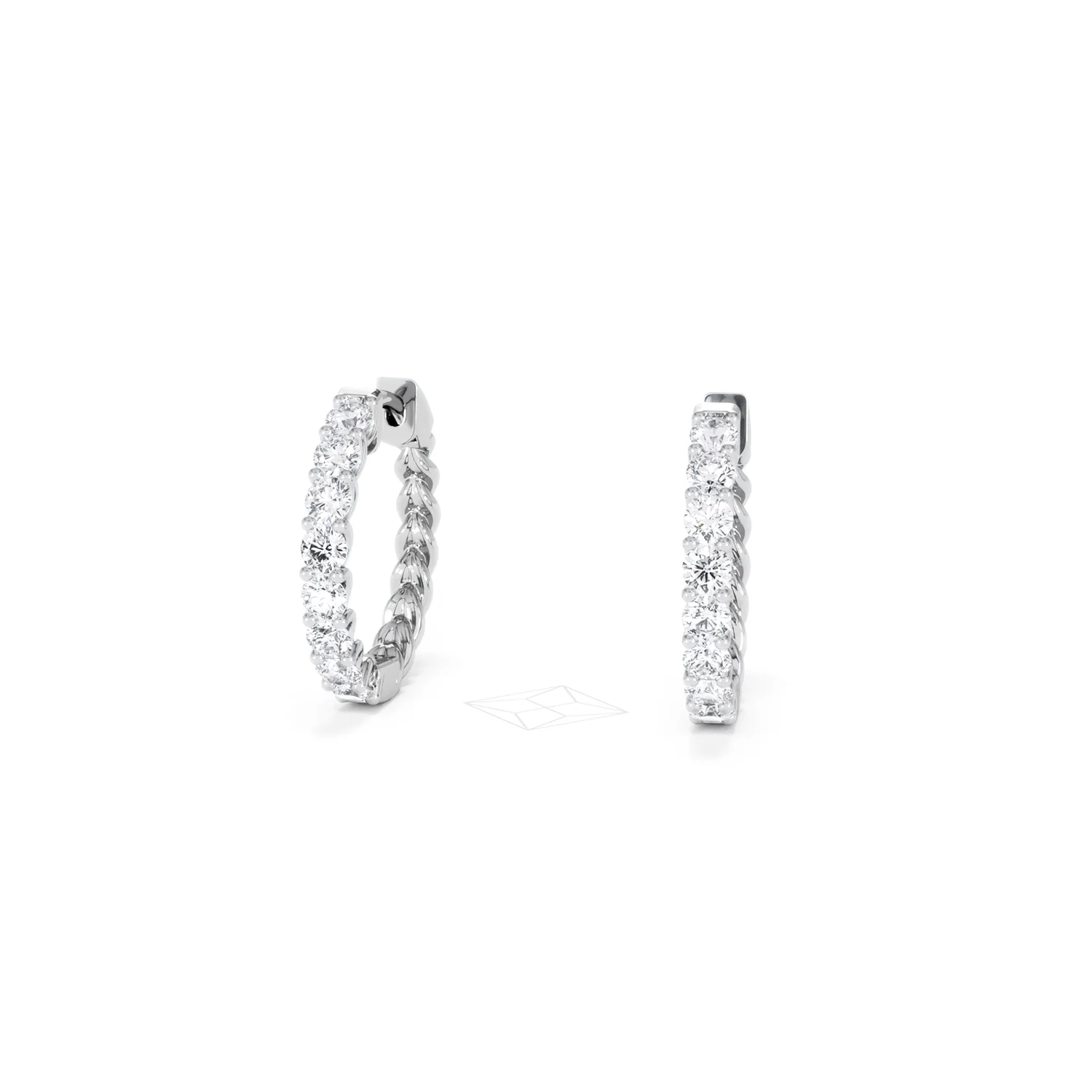 Braided 1.00ct Round Cut Lab Diamond Hoop Earrings in 9K White Gold - Image 86
