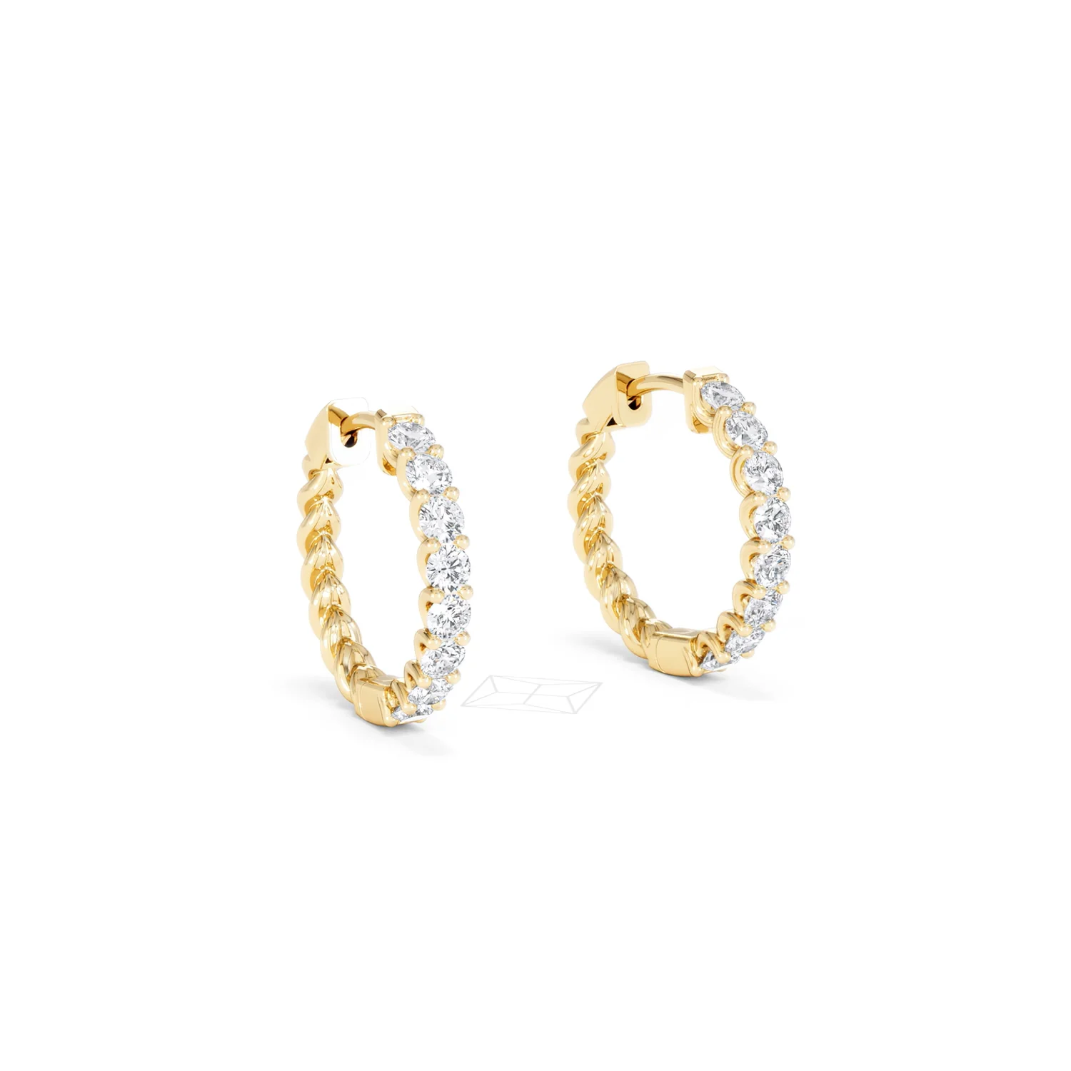 Braided 1.00ct Round Cut Lab Diamond Hoop Earrings in 9K Yellow Gold - Image 16