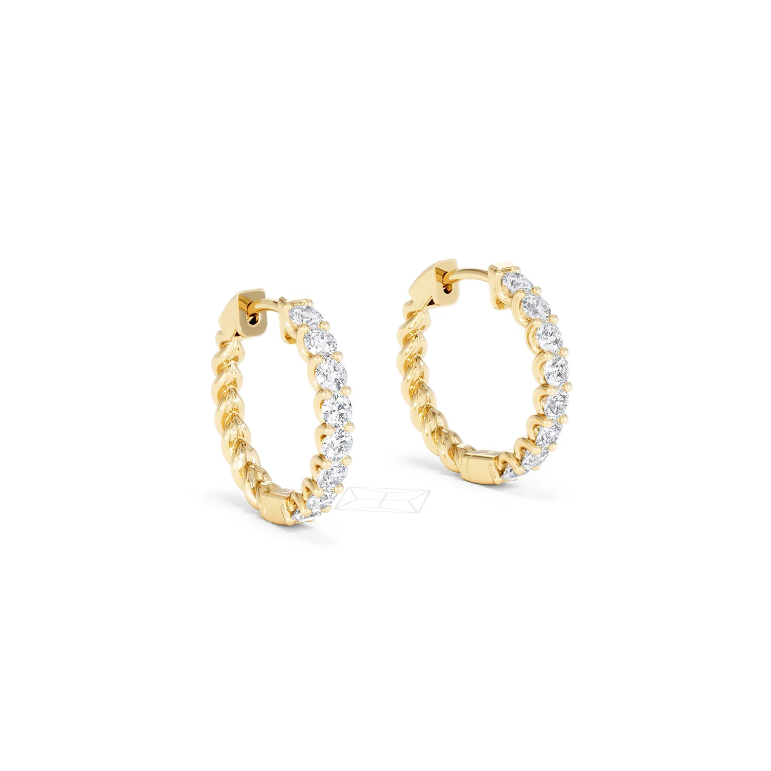 Braided 1.00ct Round Cut Lab Diamond Hoop Earrings in 9K Yellow Gold - Image 17
